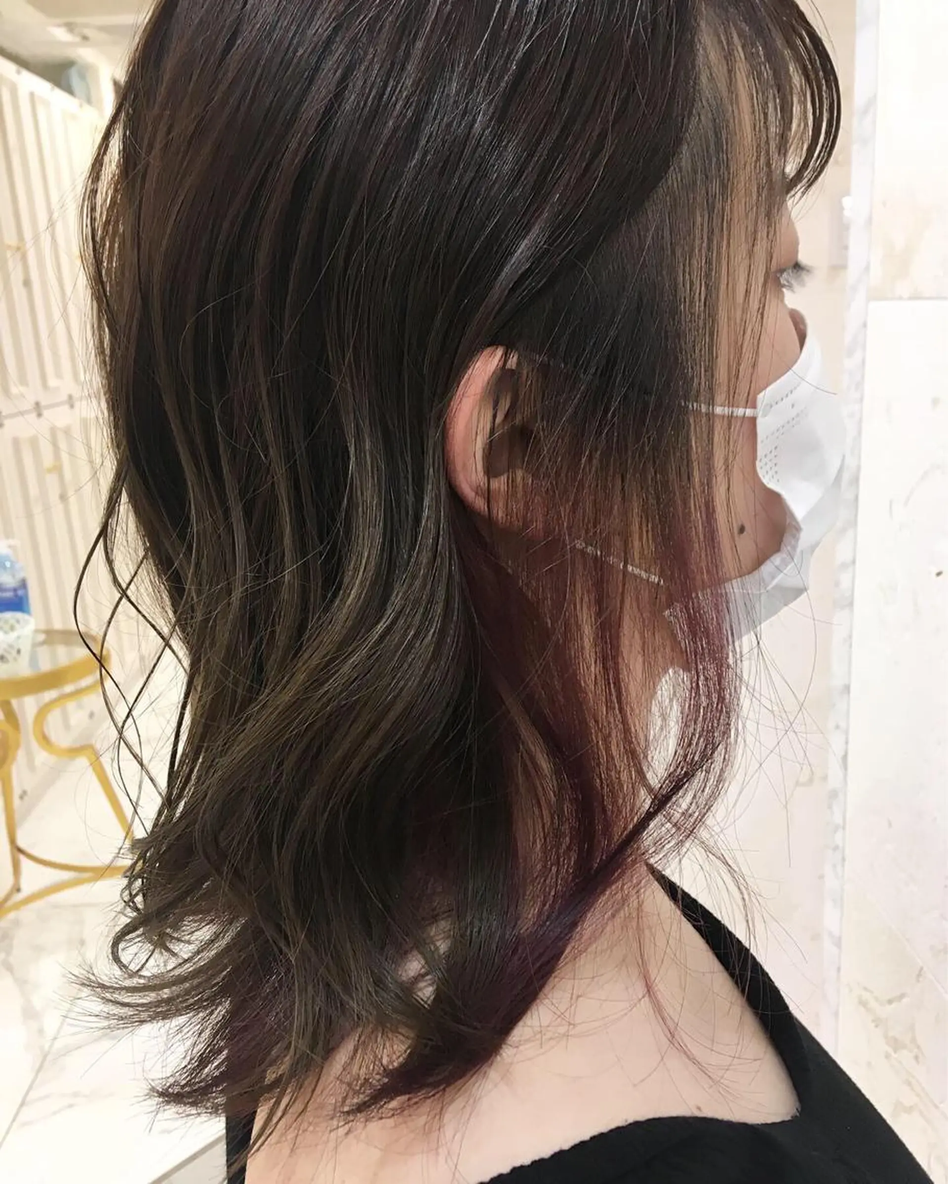 ロング カラー インナーカラー ピンクカラー バイオレットカラー カット ヘアカラー トリートメント 斉藤 貴也のヘアスタイル