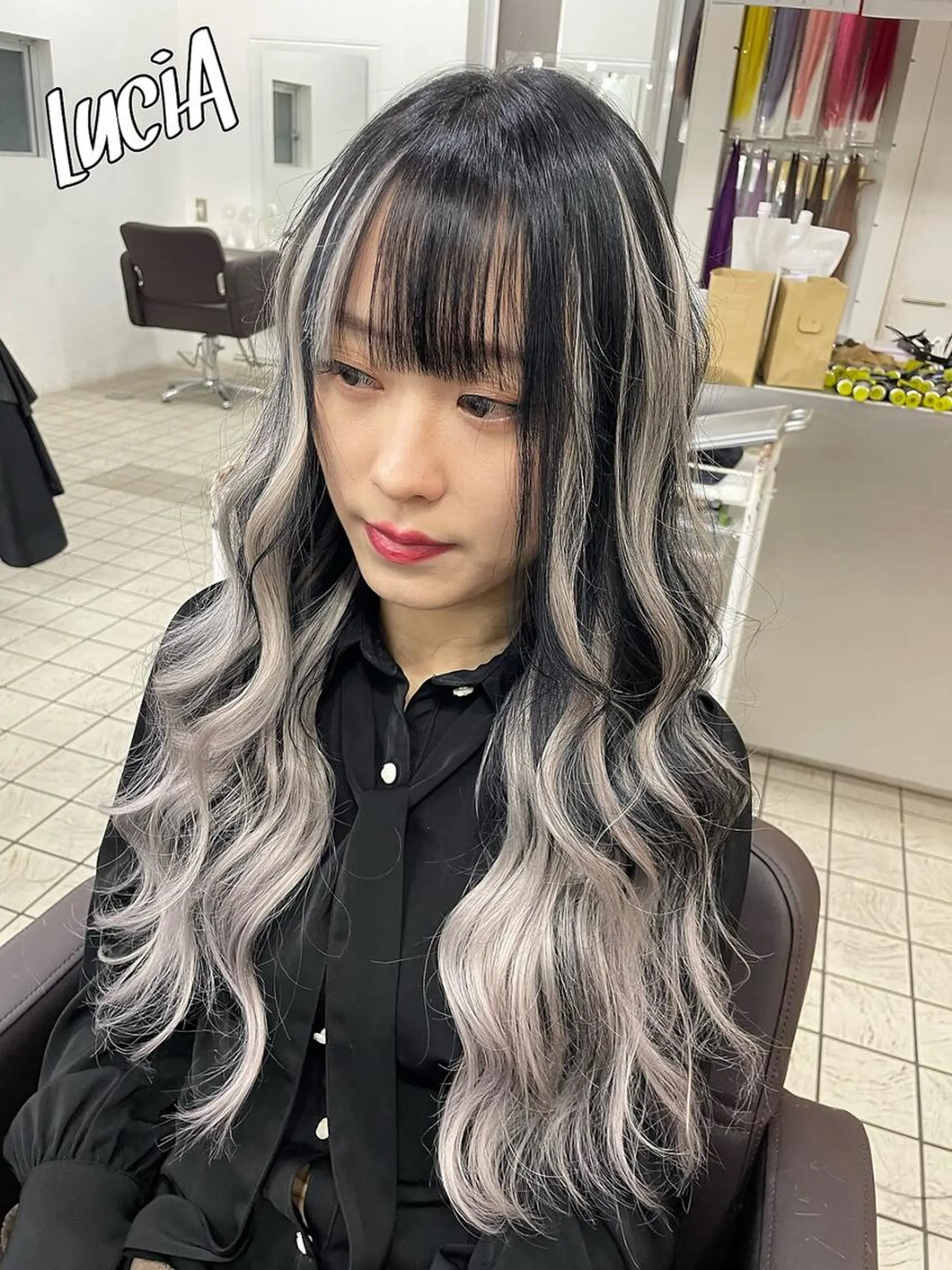 ロング ヘアアレンジ カラー MISAKIエクステ ブリーチ\5900のヘアスタイル