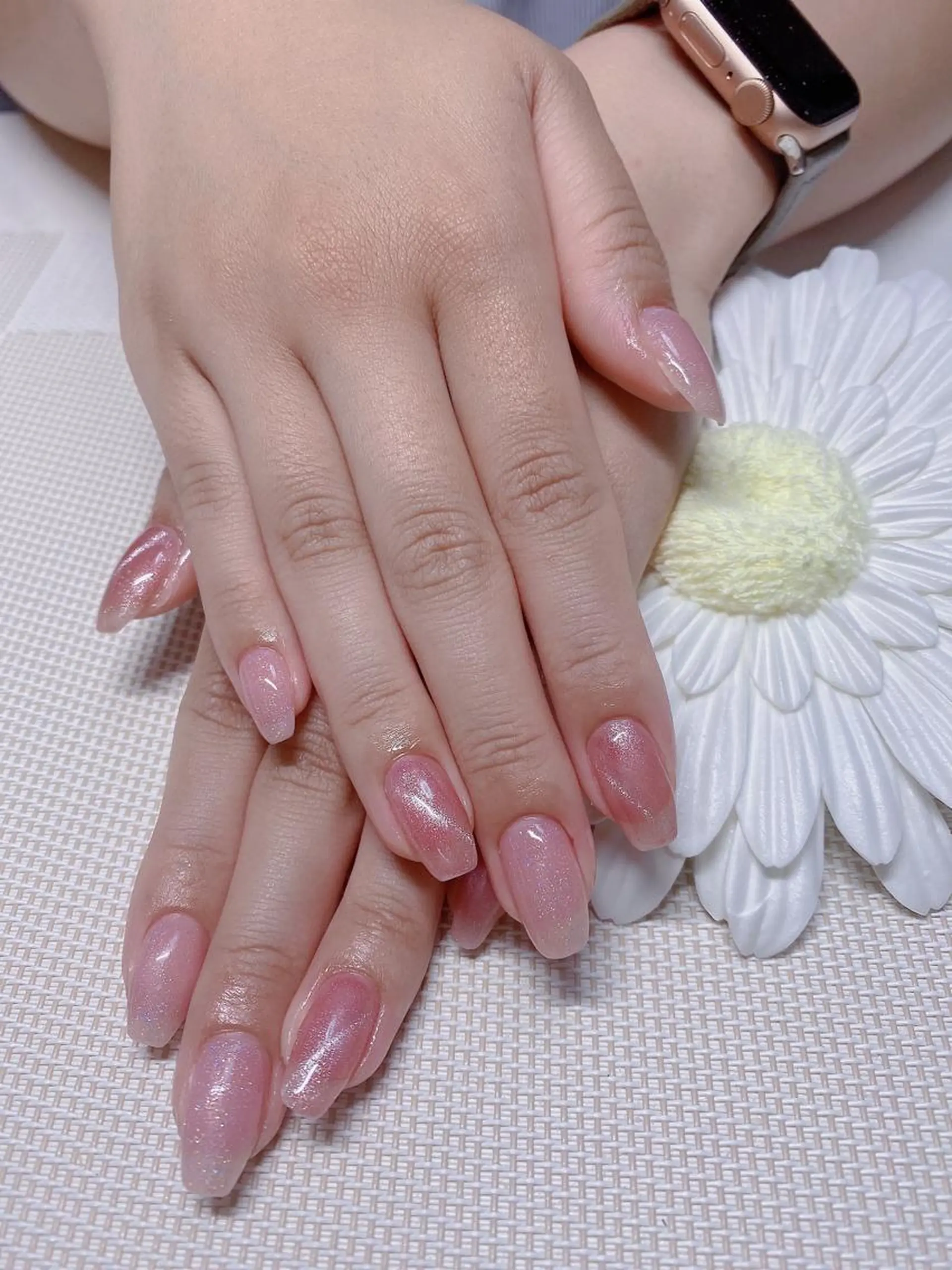 ネイル ガーリー ラメ(グリッター) マグネットネイル ワンカラーネイル ピンク Jasmine nailsalon所属・ジャスミン ネイルサロンのネイルデザイン