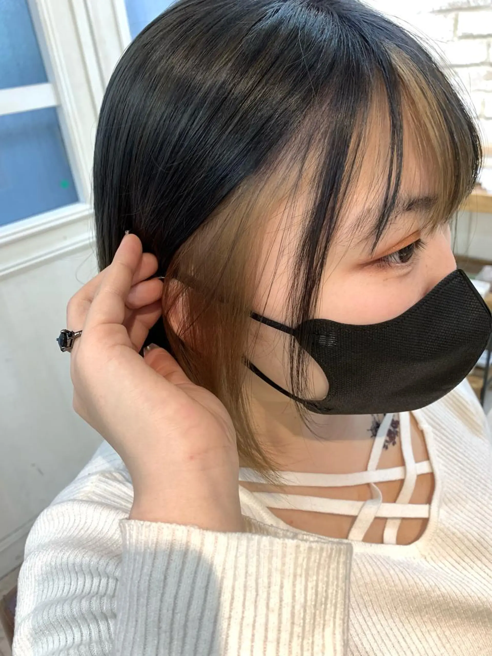 ミディアム ミストバング 顔周りカット ✨ハイトーン✨艶髪 ✨髪質改善✨和田のヘアスタイル