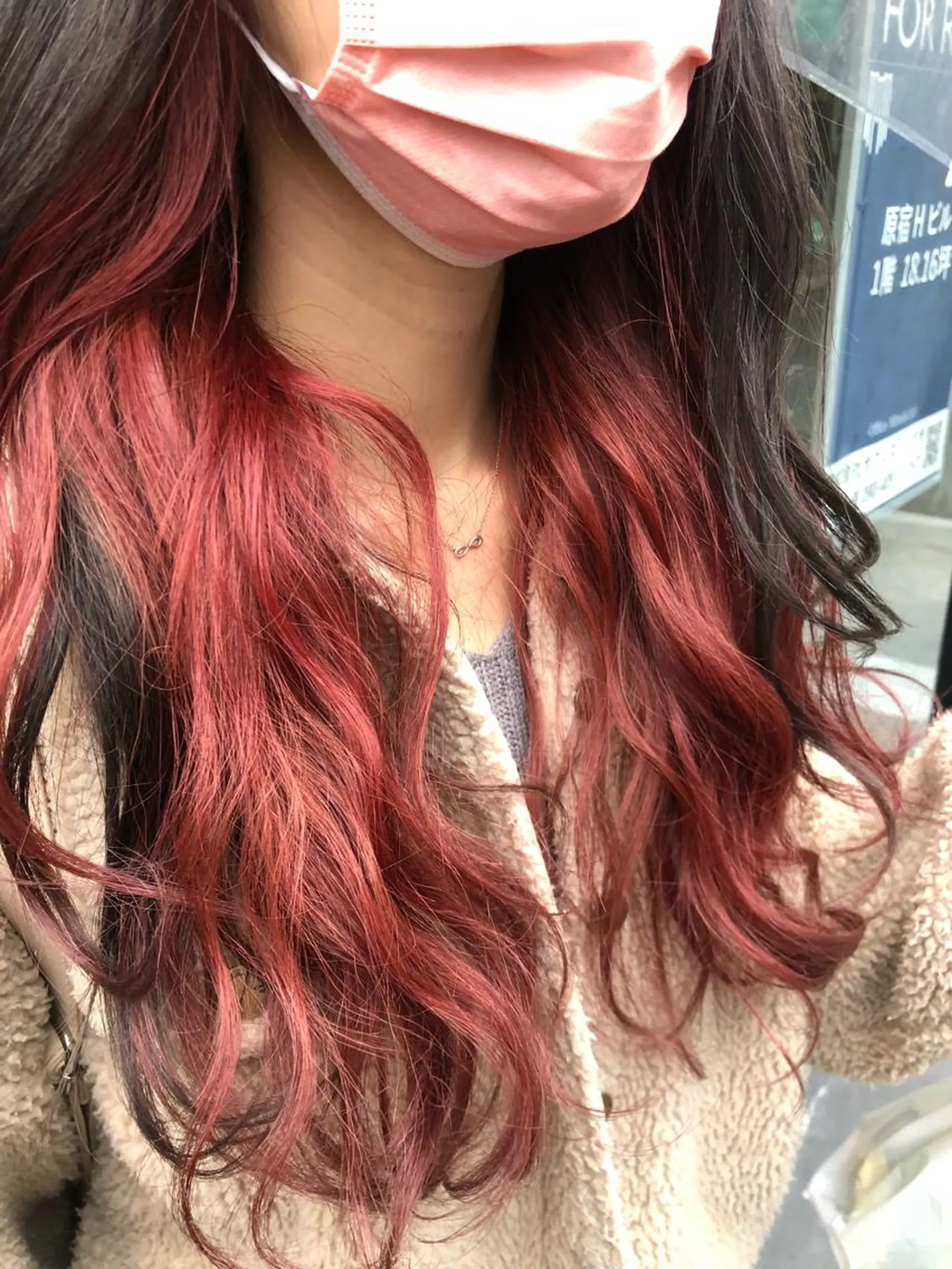 ロング カラー オレンジ ピンクカラー 原宿サロン代表 デザインカラー伊藤卓のヘアスタイル