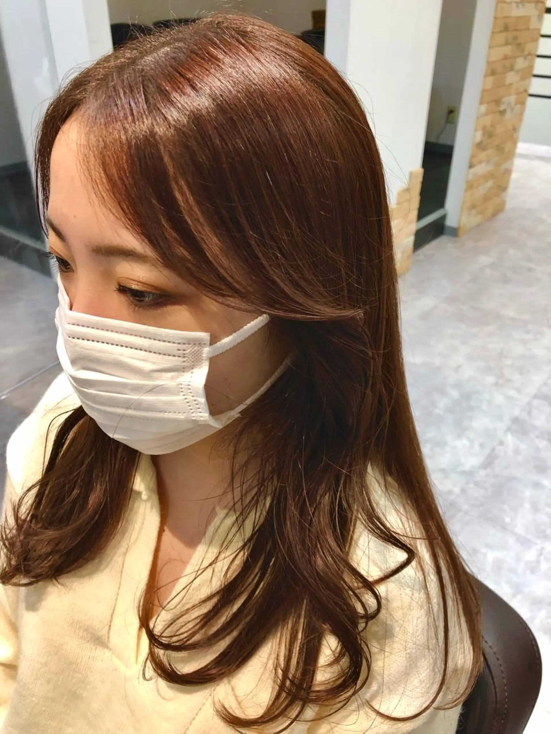 ロング カラー ブラウンカラー オレンジ オレンジブラウン ヘアカラー 山本 佳奈のヘアスタイル