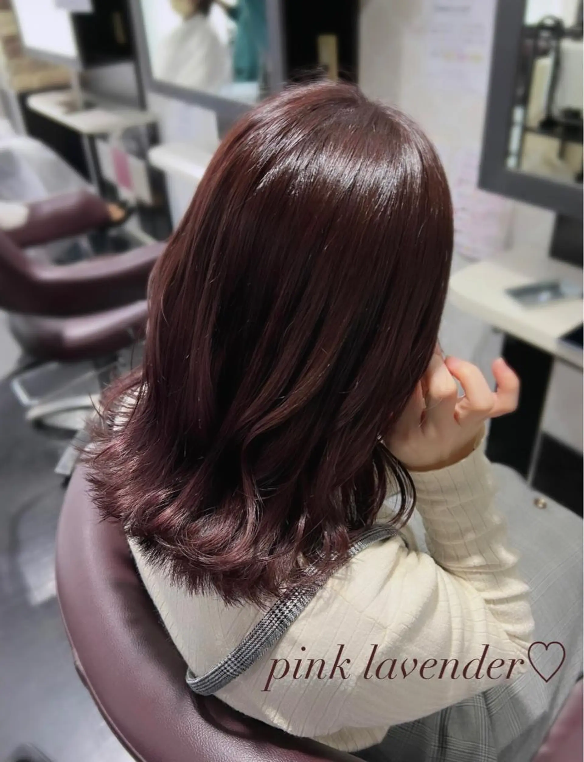 ミディアム カラー ブリーチ ブラウンカラー カシス ラベンダーカラー ラベンダーピンク 韓国ヘア ♡tomimaのヘアスタイル