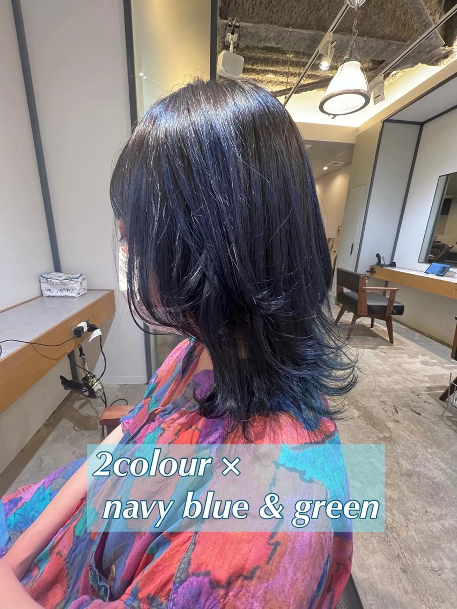 ミディアム カラー ブリーチ ブルーカラー ケアブリーチ デザインカラー ネイビーカラー ヘアカラー Kana 🍋 ハイトーン【高円寺】のヘアスタイル