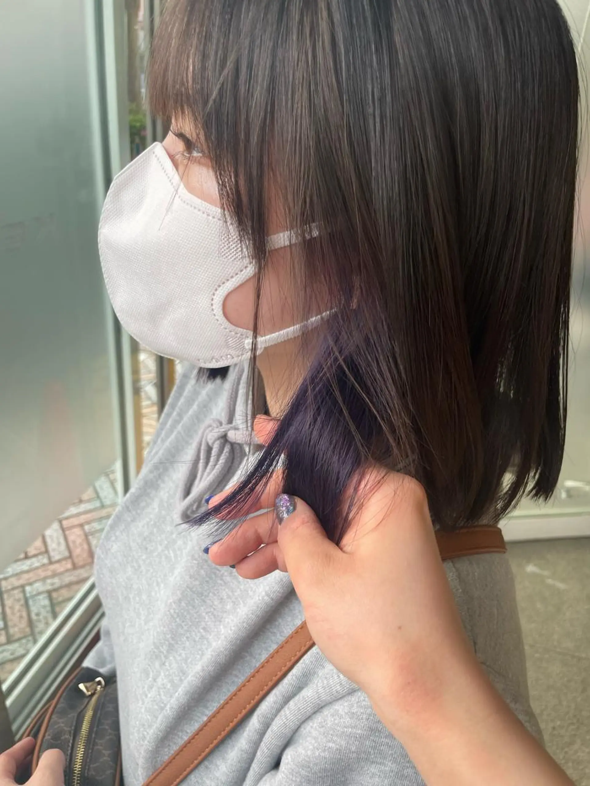 ミディアム カラー パープルカラー ヘアカラー クロスパーマ/うる艶 カラー/Kurumiのヘアスタイル