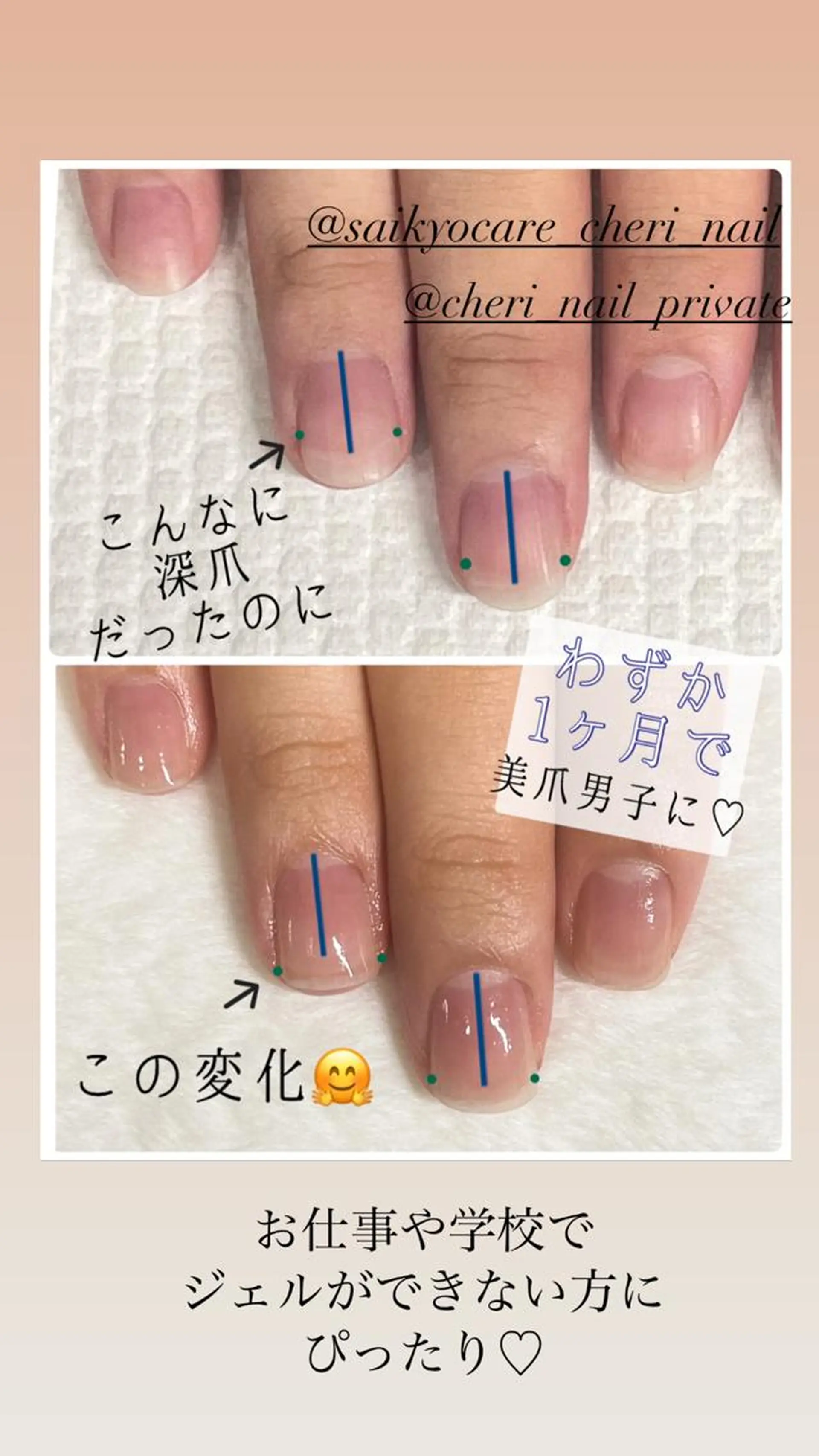 カラー メンズ ネイル Chérinail 爪のお手入れのネイルデザイン