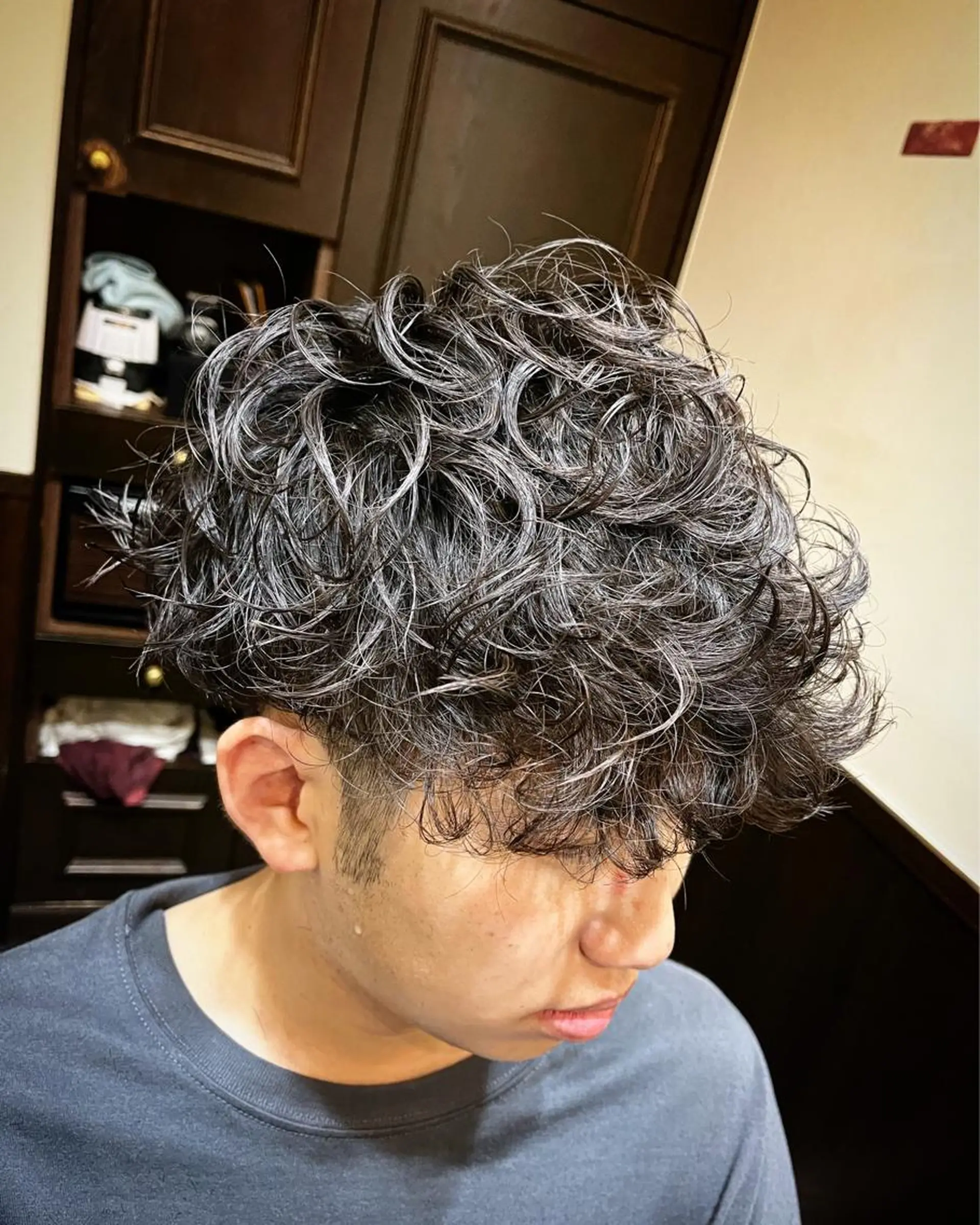 ショート パーマ メンズ ヒロ銀座 バーバーショップ神楽坂所属・ひらお あおとのヘアスタイル