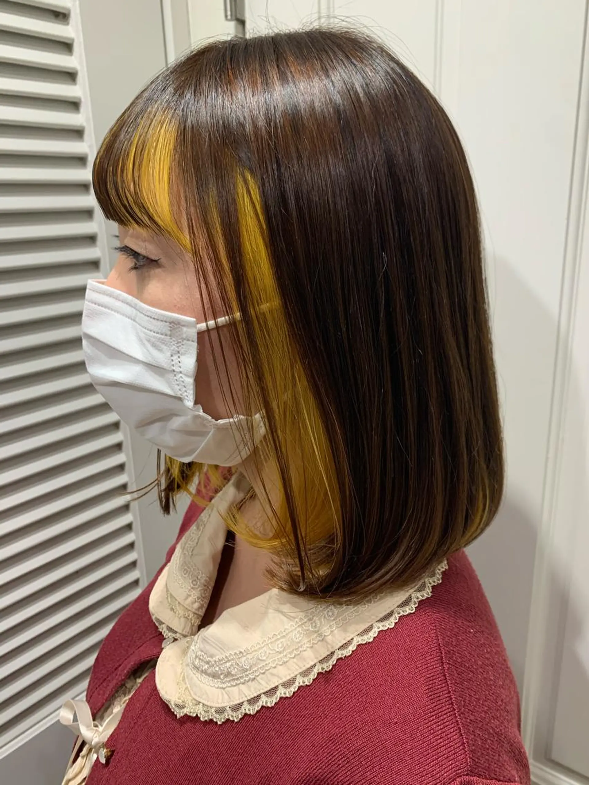 ミディアム イエローカラー ヘアカラー トリートメント 渋谷ハイトーン/ デザインカラー阿部のヘアスタイル