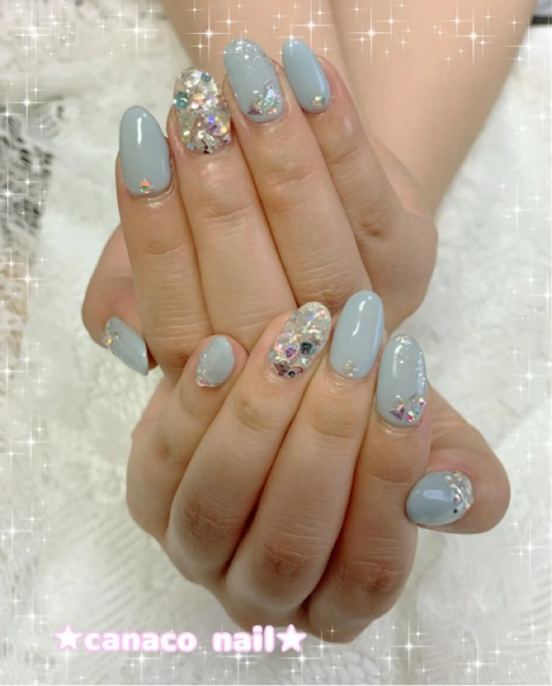 ネイル ブルー ハンドネイル ハンドケア Felice所属・ベテランネイル cnc  nailのネイルデザイン