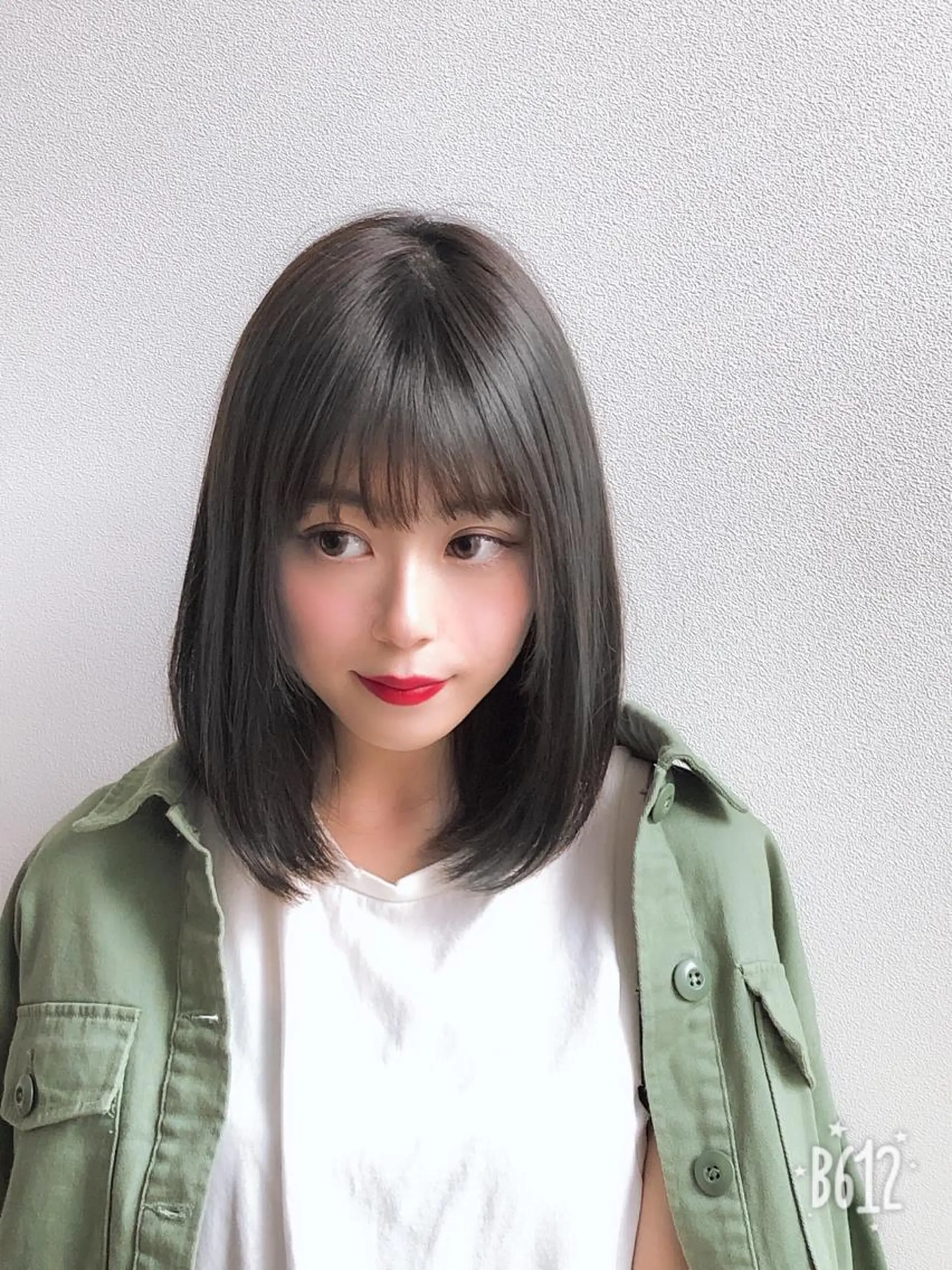 ミディアム カラー パーマ ボブ 巣山 竜一のヘアスタイル