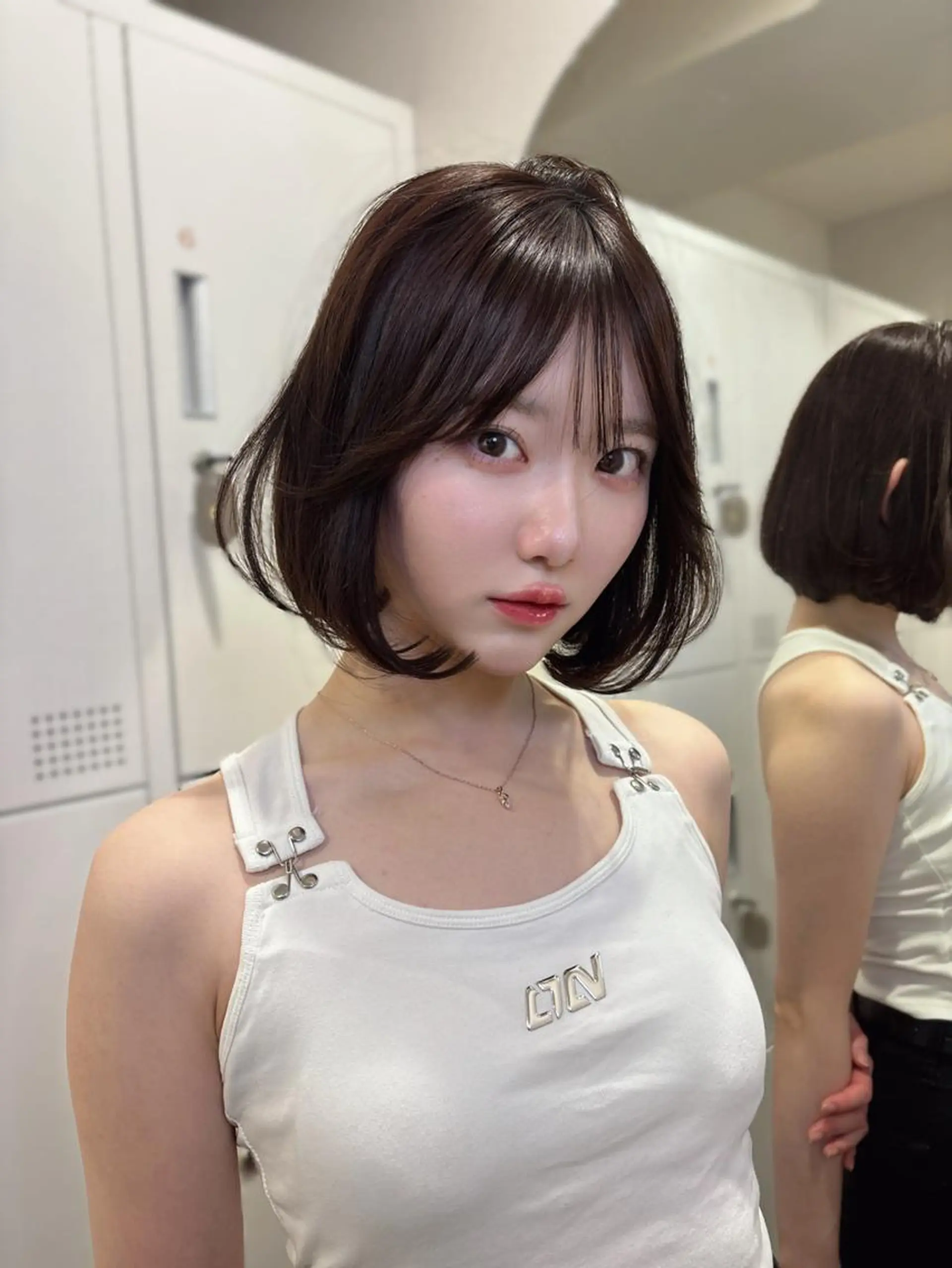 ミディアム カット ヘアカラー トリートメント ロンドガーネット /髪質改善/レイヤーのヘアスタイル