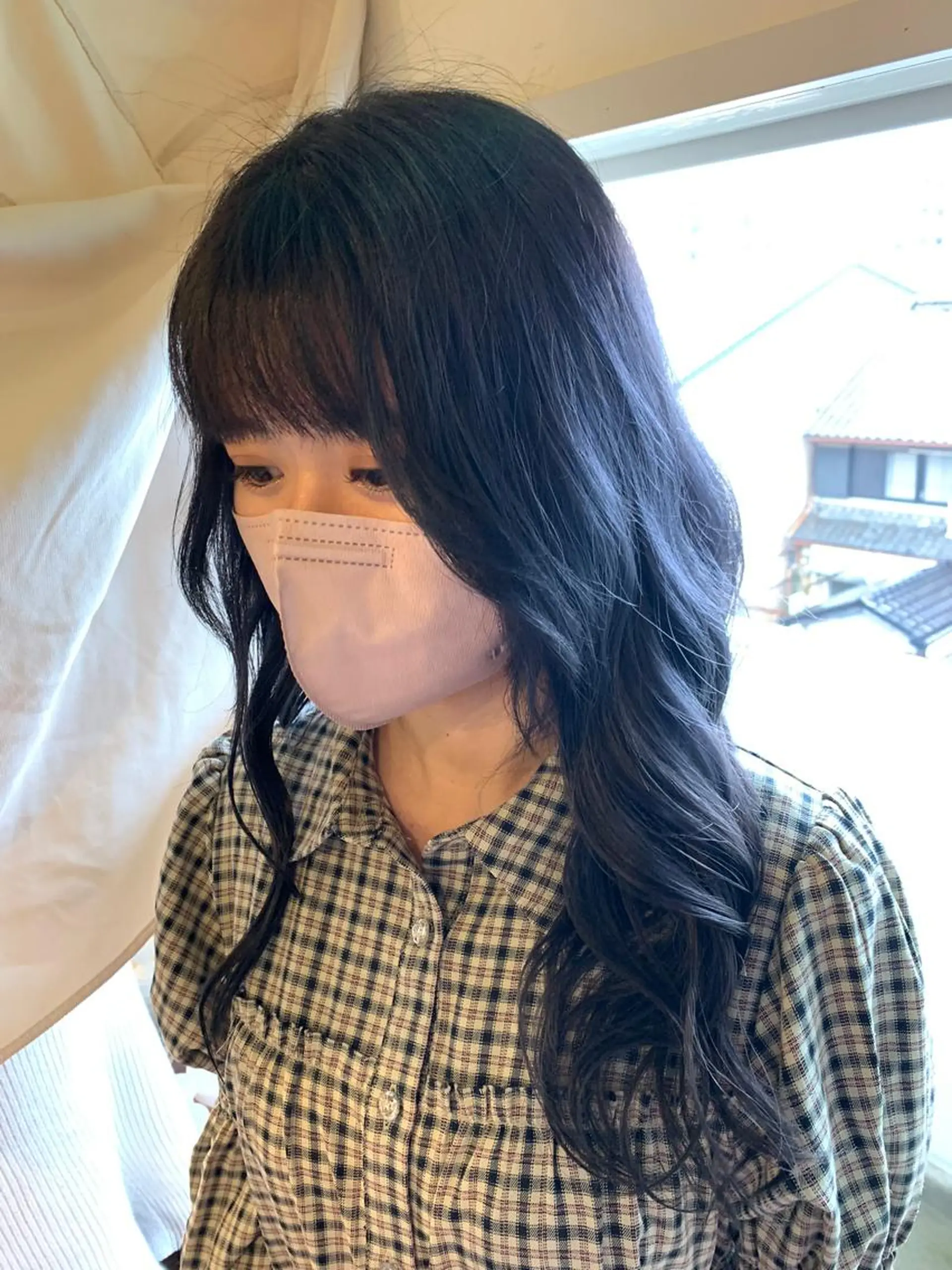 ロング カラー バレイヤージュ 黒髪 ブリーチ ブルーカラー ブルーブラック 💙ルル💙 ハイトーン/レイヤーのヘアスタイル