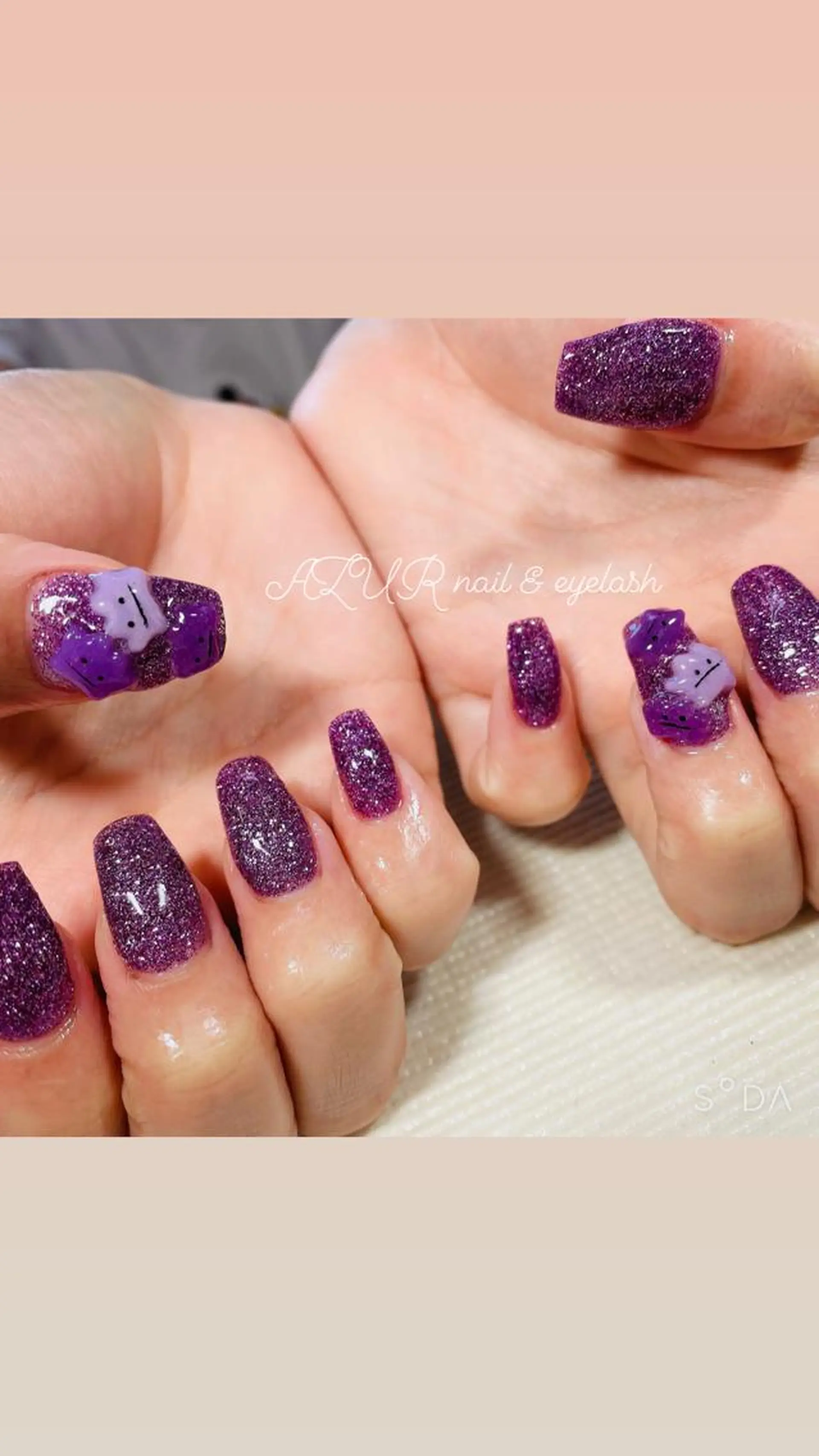 ネイル アートネイル ラメ(グリッター) スカルプネイル AZUR N&eyelashのネイルデザイン