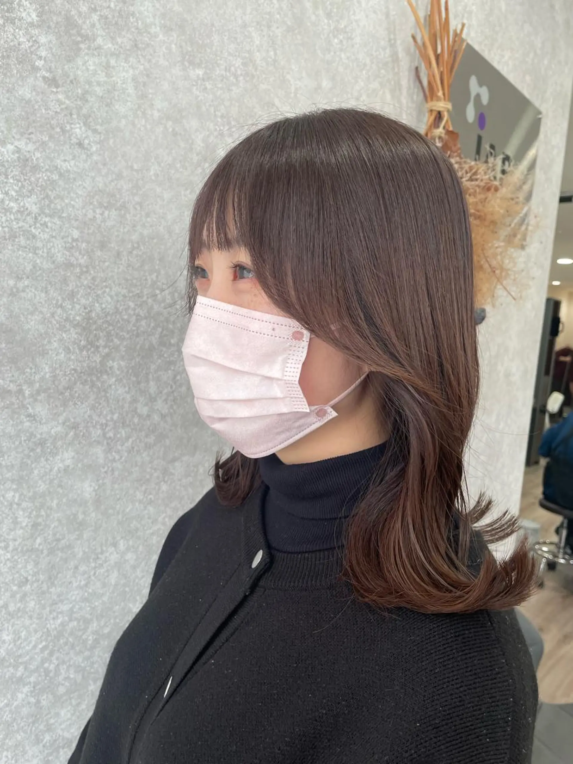 セミロング カラー たなか りなのヘアスタイル