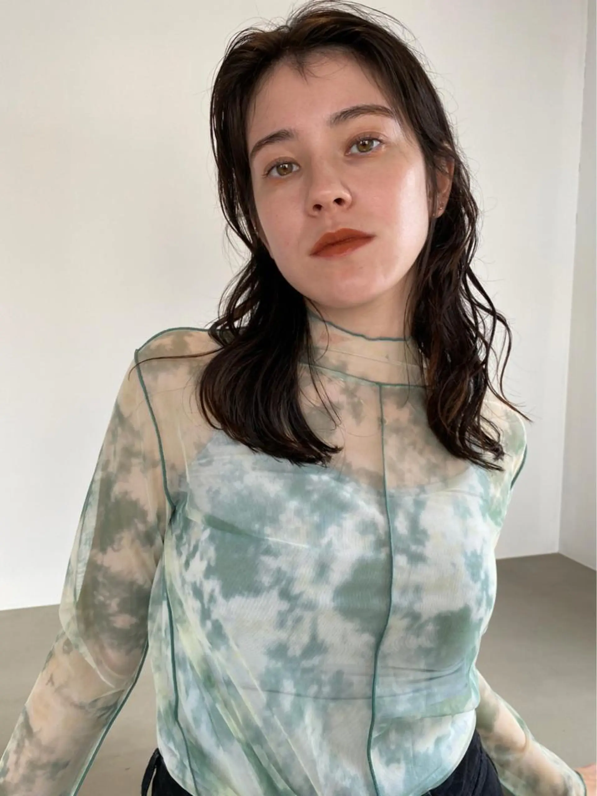 ミディアム カラー パーマ ショートボブ アディクシーカラー ブリーチ ブロンド ブルーカラー カット ヘアカラー トリートメント CEINE【セーヌ】 三軒茶屋のヘアスタイル