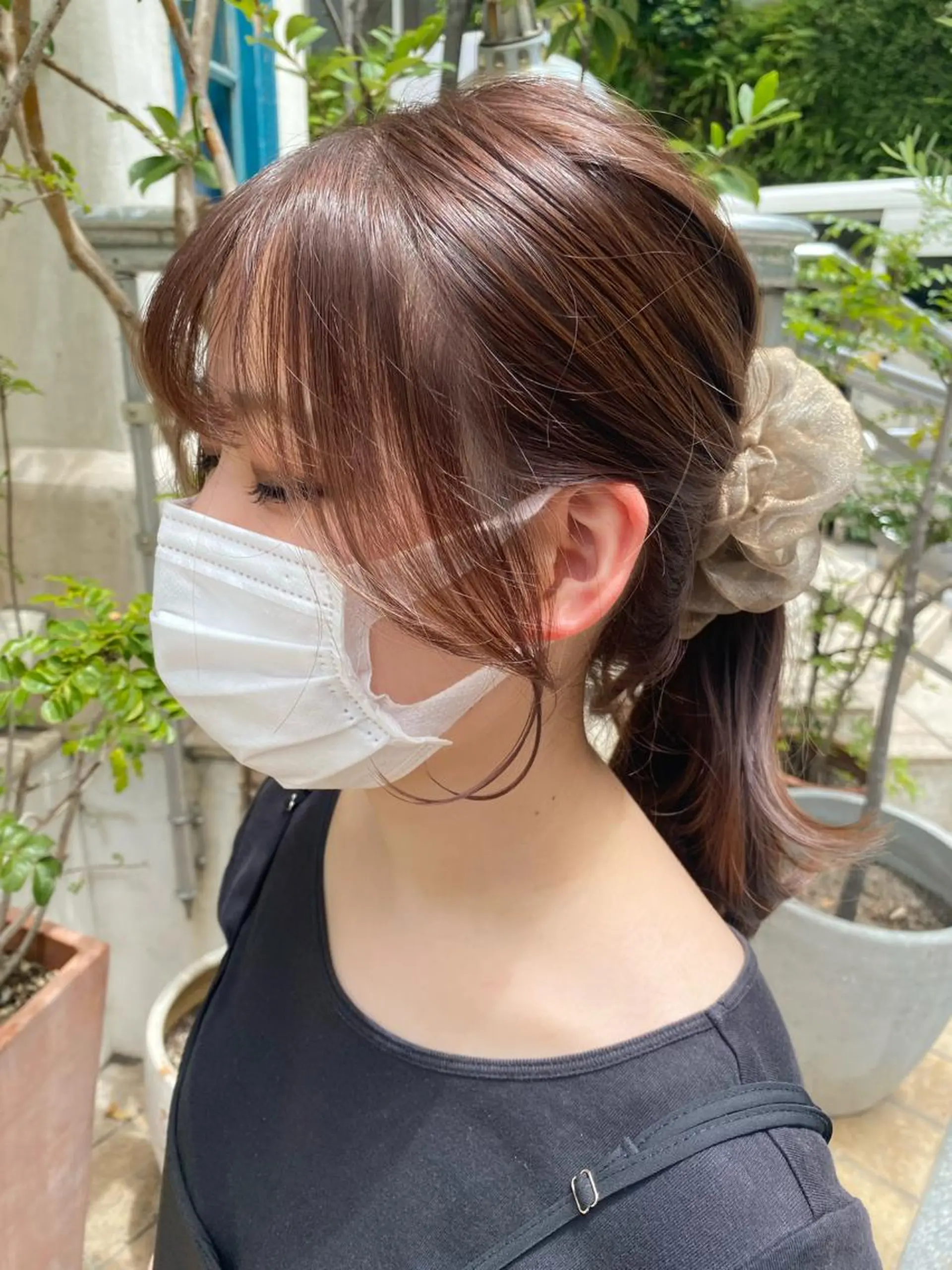 セミロング カラー 韓国ヘア顔周りカット 艶髪ベージュtamaのヘアスタイル