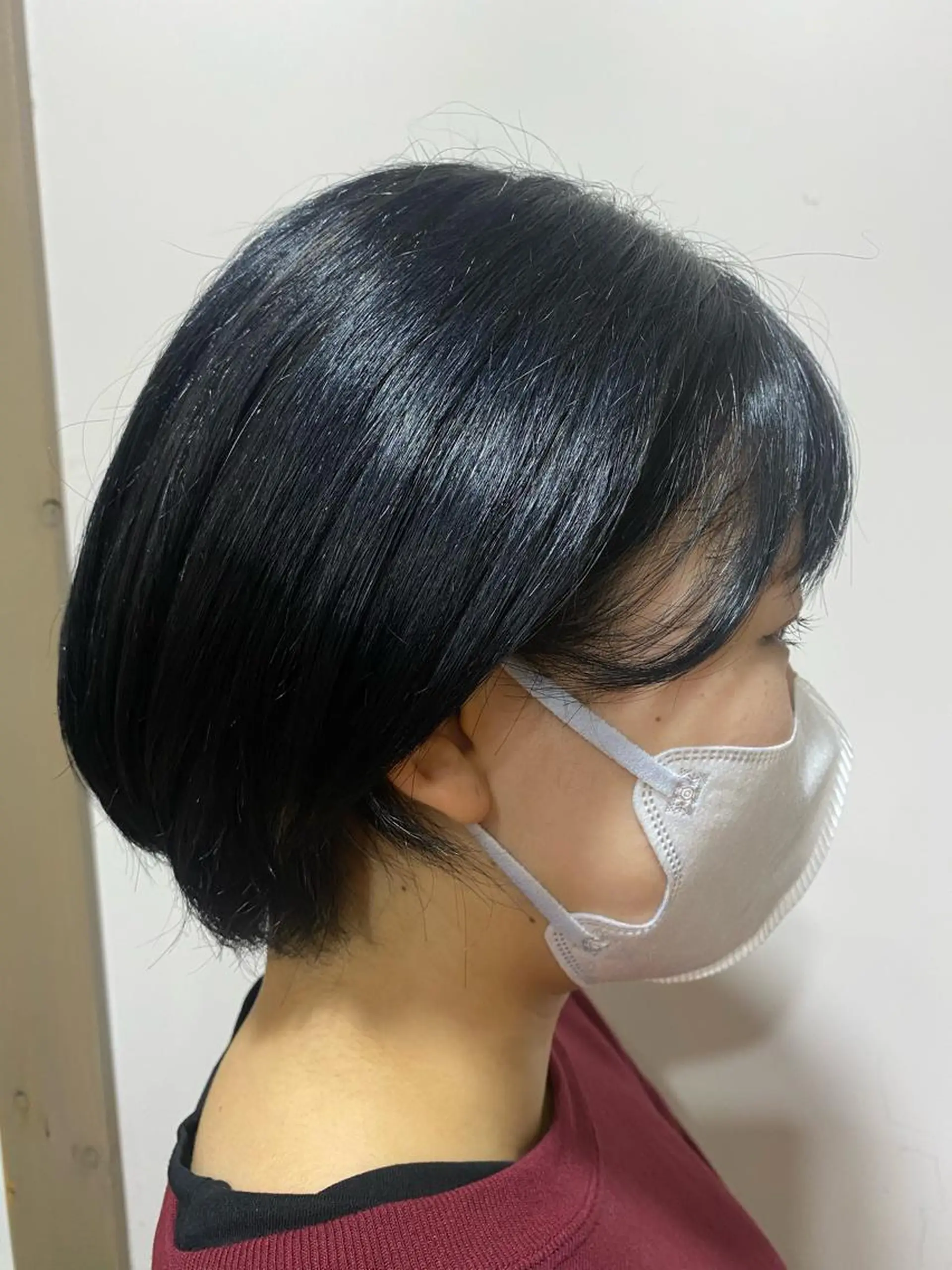 ショート カラー 黒髪 ブルーカラー ブルーブラック TJ天気予報5mm 森　瑞希のヘアスタイル