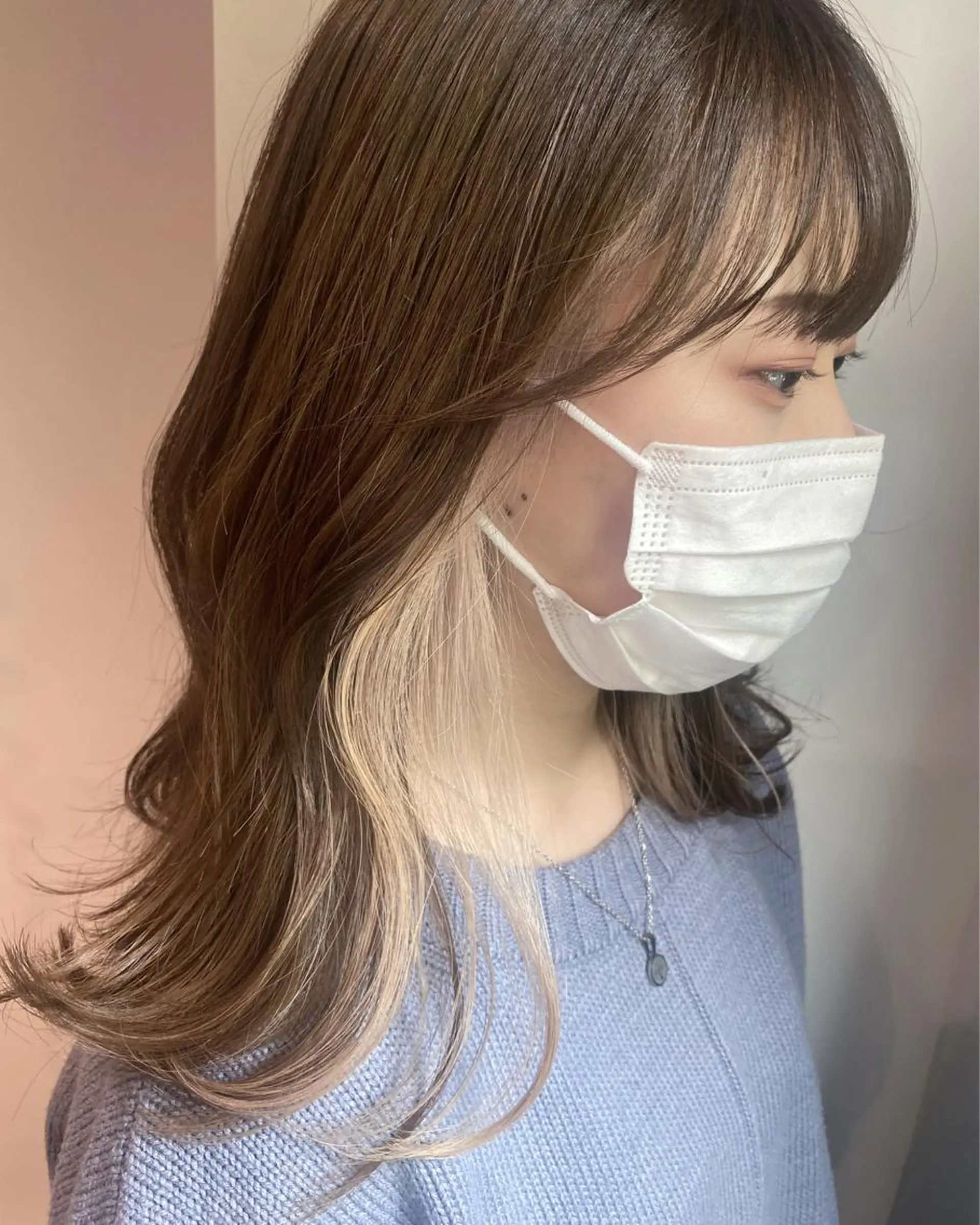 ミディアム カラー ベージュカラー ブリーチ インナーカラー ホワイトベージュ カット ヘアカラー トリートメント scene.池袋所属・scene. haraのヘアスタイル