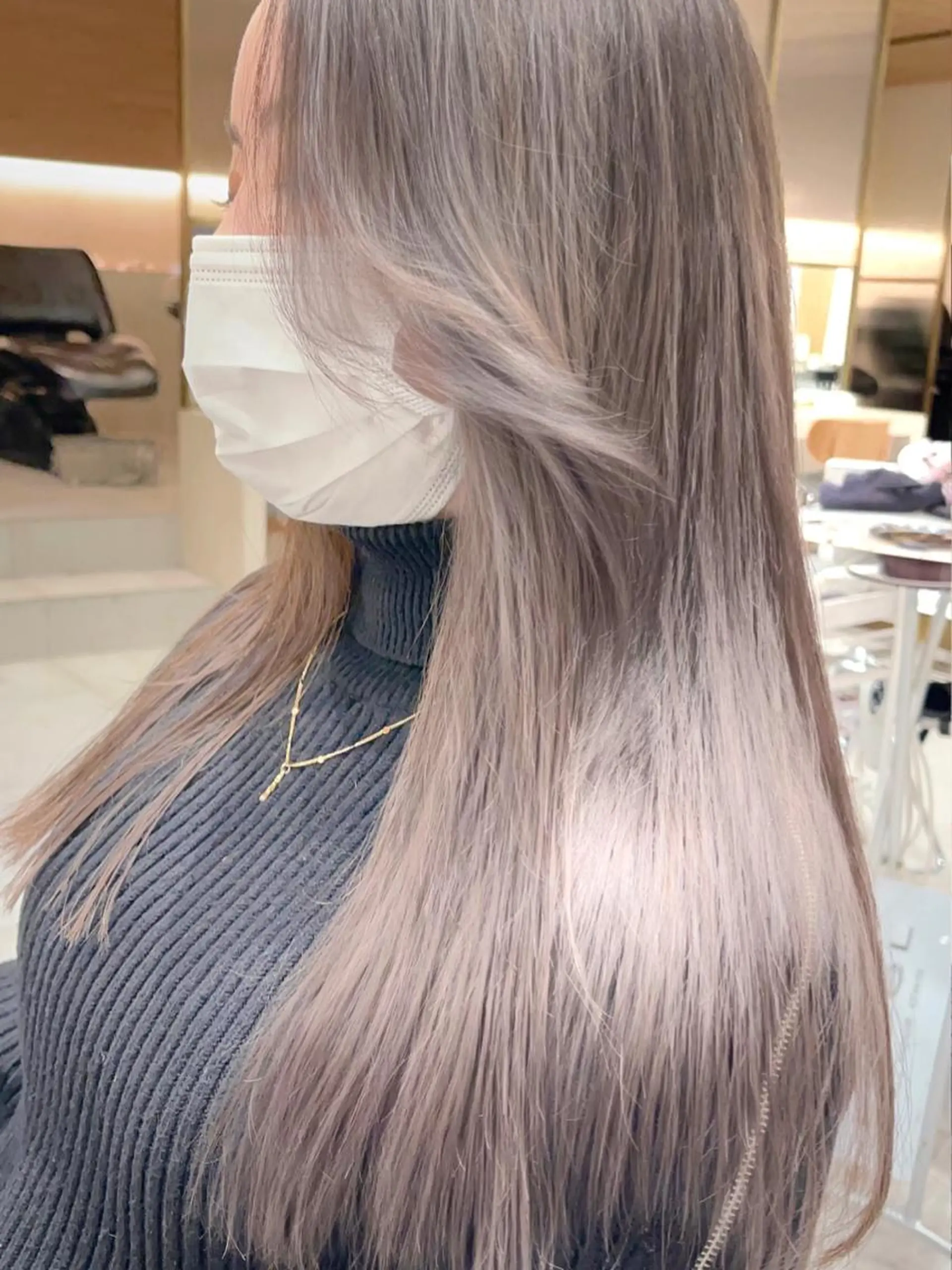 ロング カラー ネイル くびれヘア ヨシンモリ 韓国風ヘア サイドバング 小顔カット 顔周り特化/韓国ヘア /レイヤー/吉野幸大のヘアスタイル