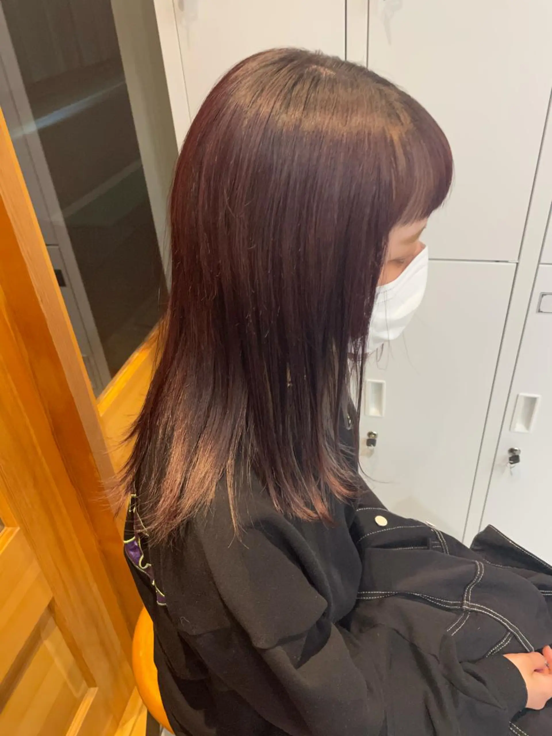 ミディアム カラー ブリーチ ボルドーカラー ブリーチなしカラー ヘアカラー 中目黒🌼 🌼ハナのヘアスタイル