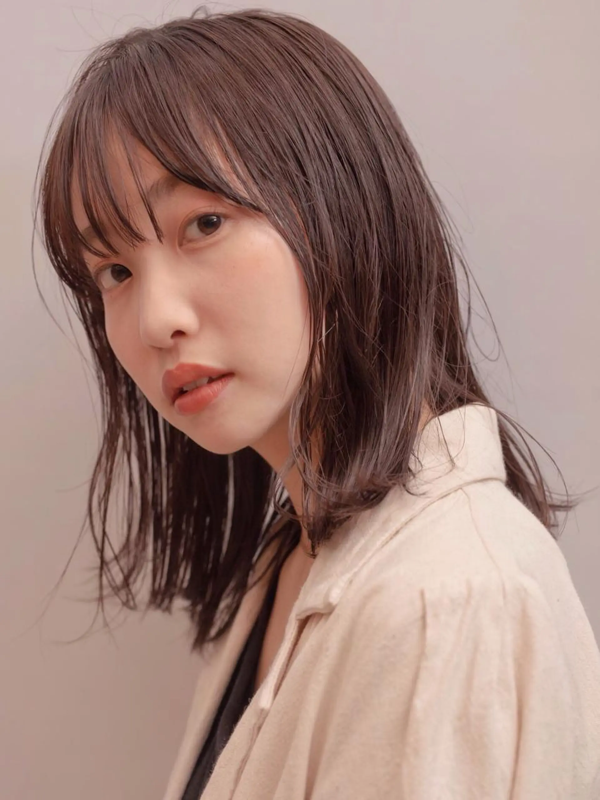 ミディアム カラー ブラウンカラー ココアブラウン レイヤー/髪質改善 渡邉【日吉美容室】のヘアスタイル