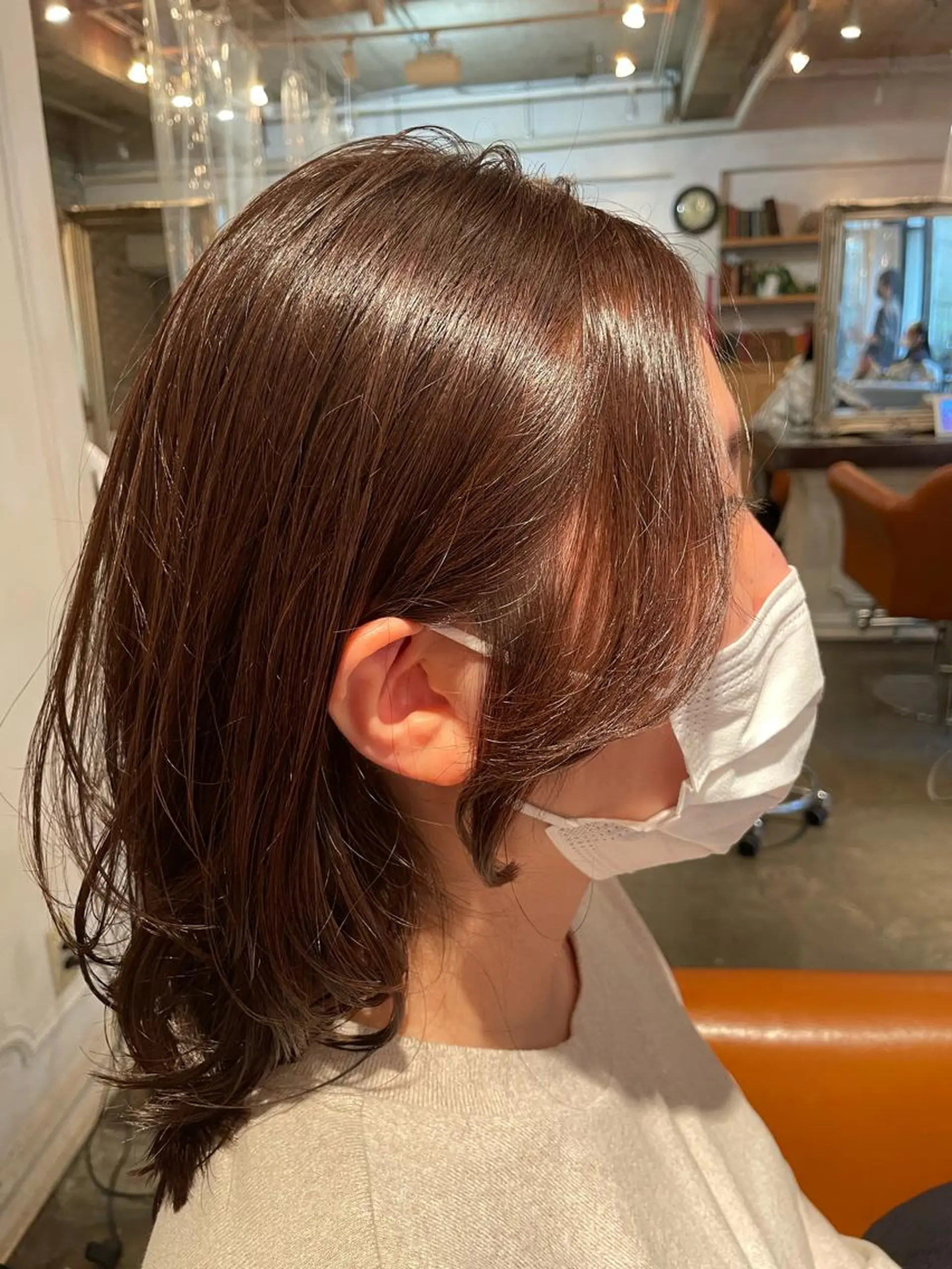 ミディアム カラー ヘアアレンジ 透明感カラー 顔周りカット 韓国風ヘア 韓国風カット/ 髪質改善 黒崎のヘアスタイル