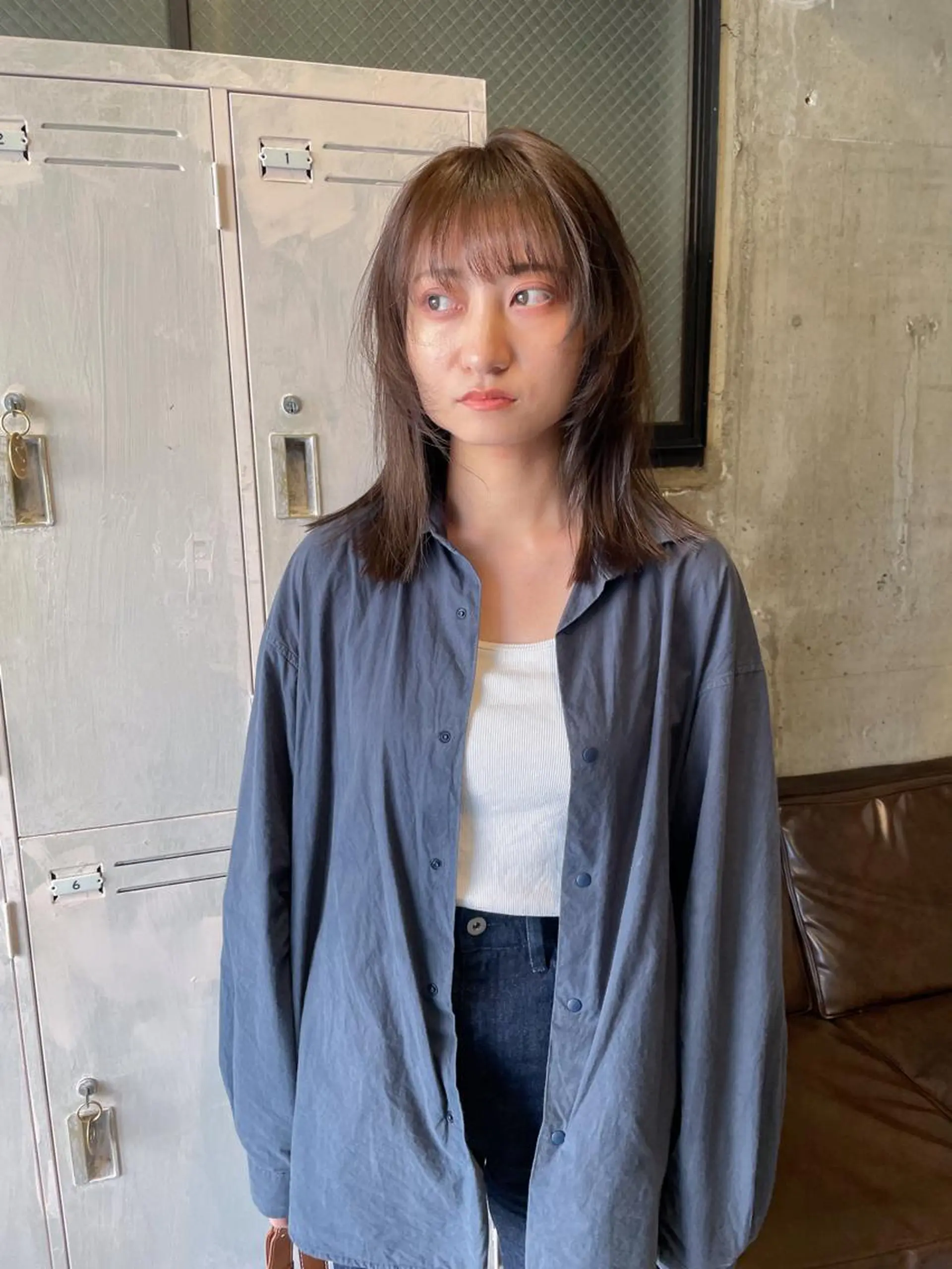 ミディアム カラー パーマ/レイヤー 岩山丈一郎のヘアスタイル