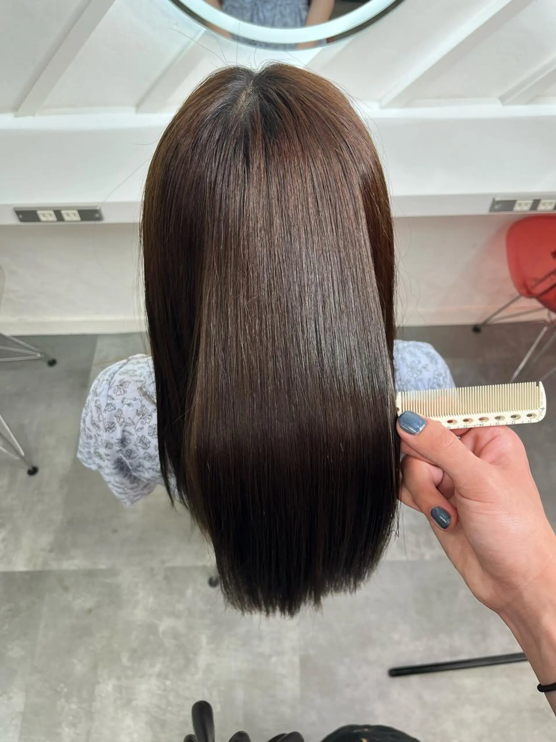 ミディアム 山崎/ボブ縮毛矯正 レイヤー髪質改善のヘアスタイル