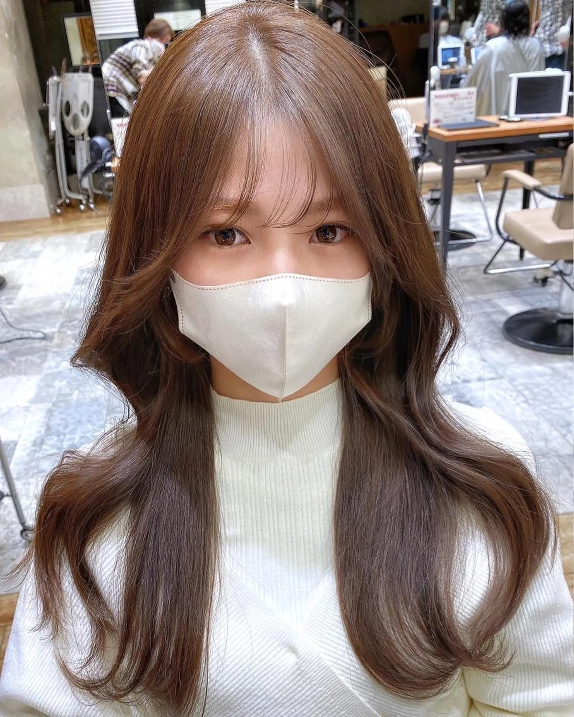 ロング カラー カット ヘアカラー トリートメント On所属・顔まわりカット🌟 くびれヘア/寺門遥輝のヘアスタイル