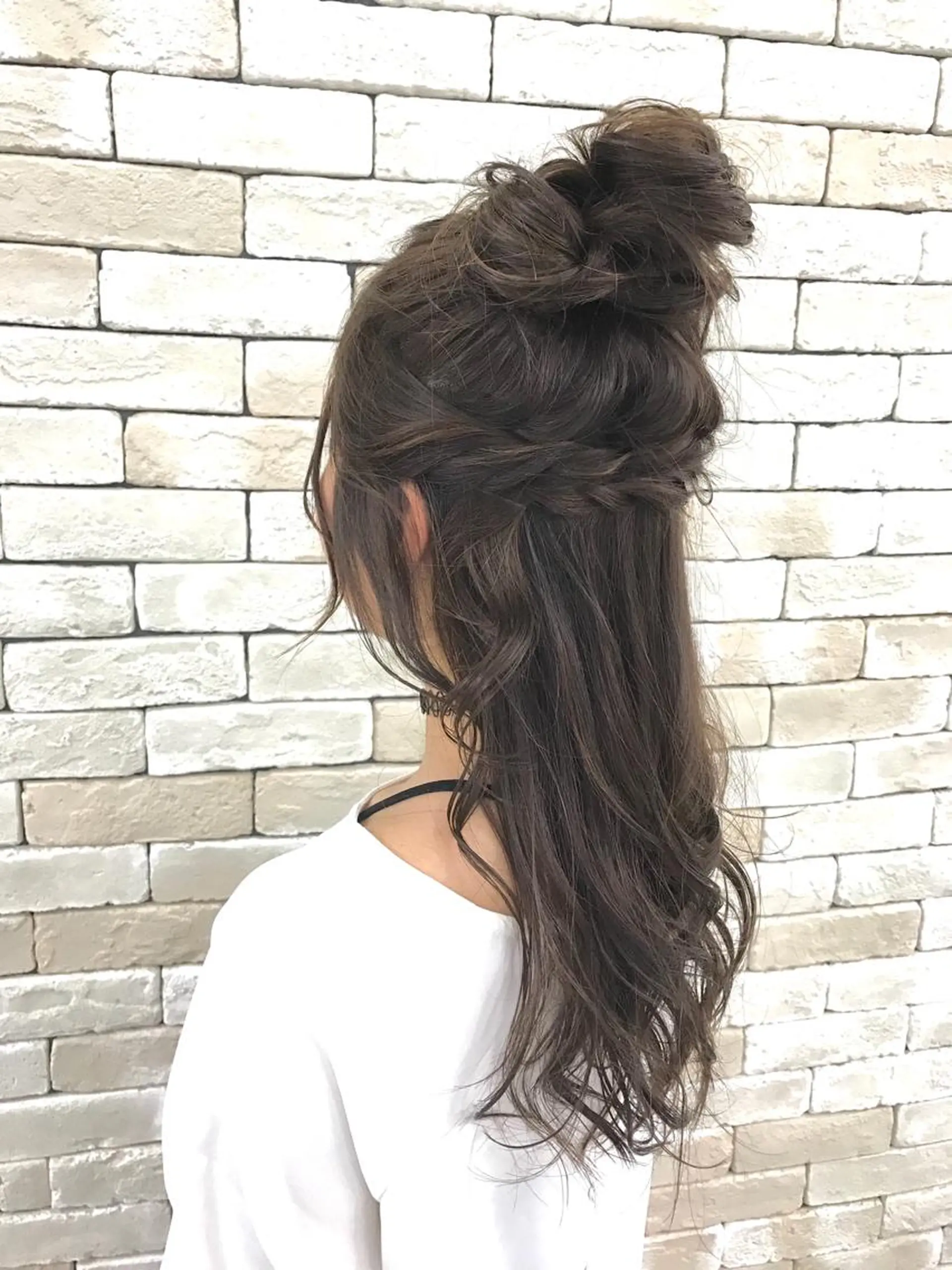 セミロング カラー パーマ ヘアアレンジ 韓国ヘア✨グレージュ カラーasamiのヘアスタイル