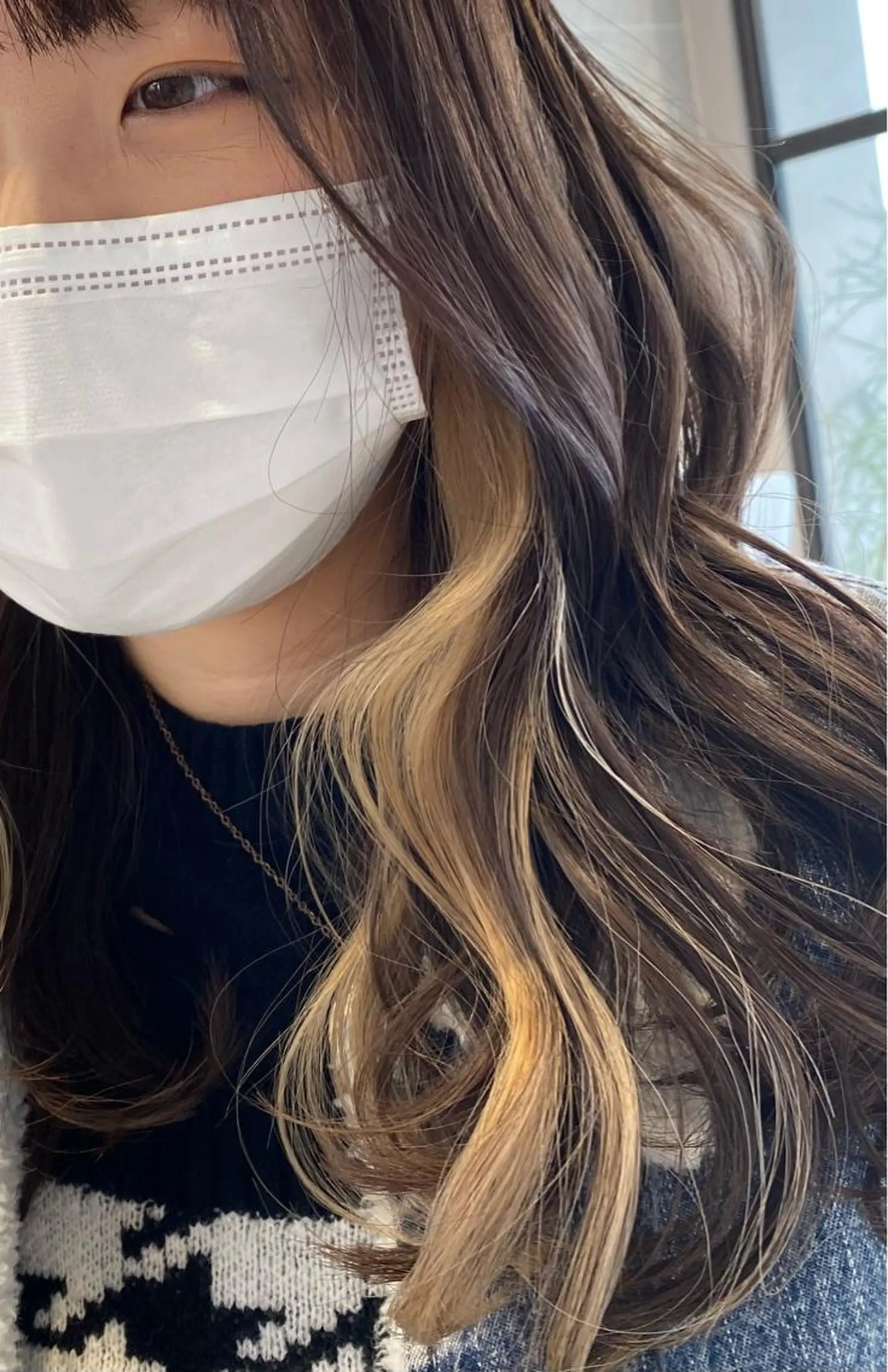 セミロング カラー ブロンド インナーカラー カット ヘアカラー ピンク/ベージュ /似合わせ/田島百華のヘアスタイル