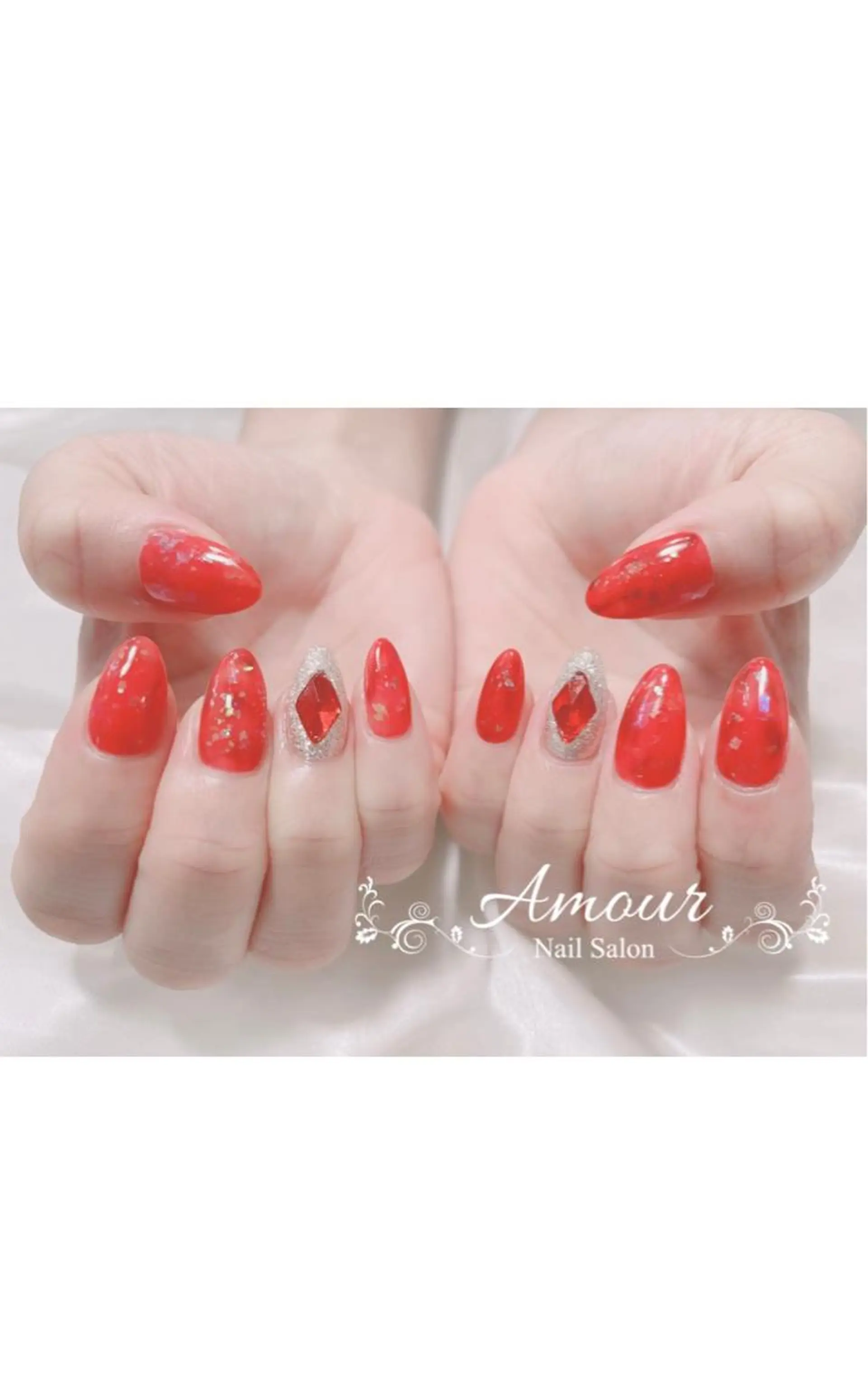 ネイル 赤色 nailsalon ♡amour♡のネイルデザイン