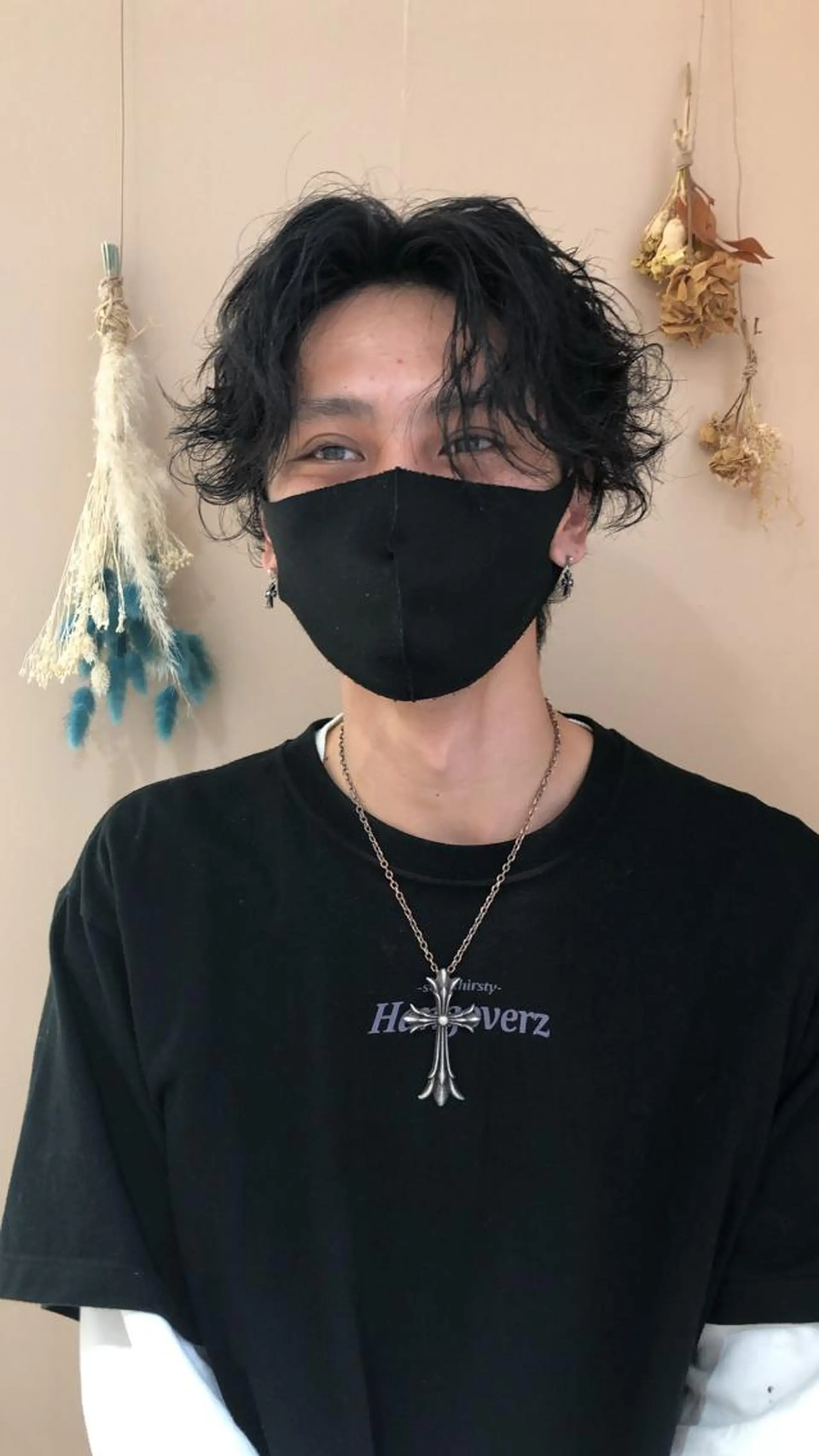 パーマ メンズ センターパート メンズパーマ カット 松永 梨央のヘアスタイル