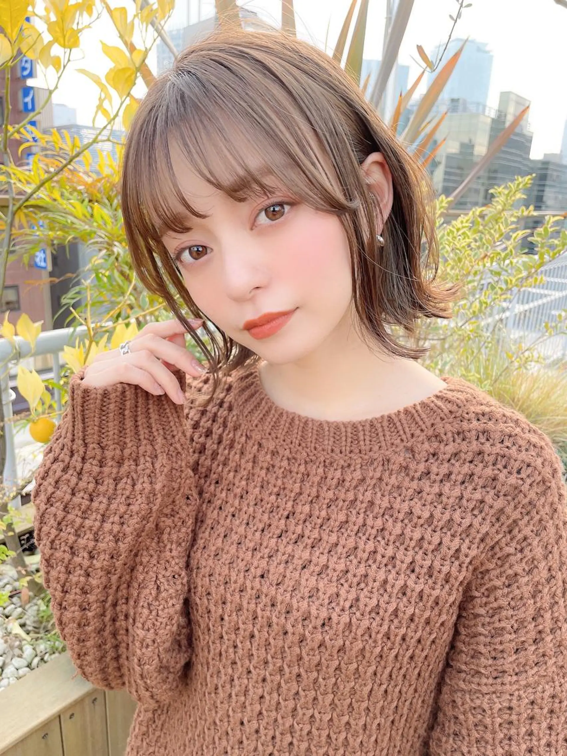 ミディアム カラー パーマ ボブ 外ハネヘア 大人かわいい💍🤍 ボブ/ショートボブのヘアスタイル