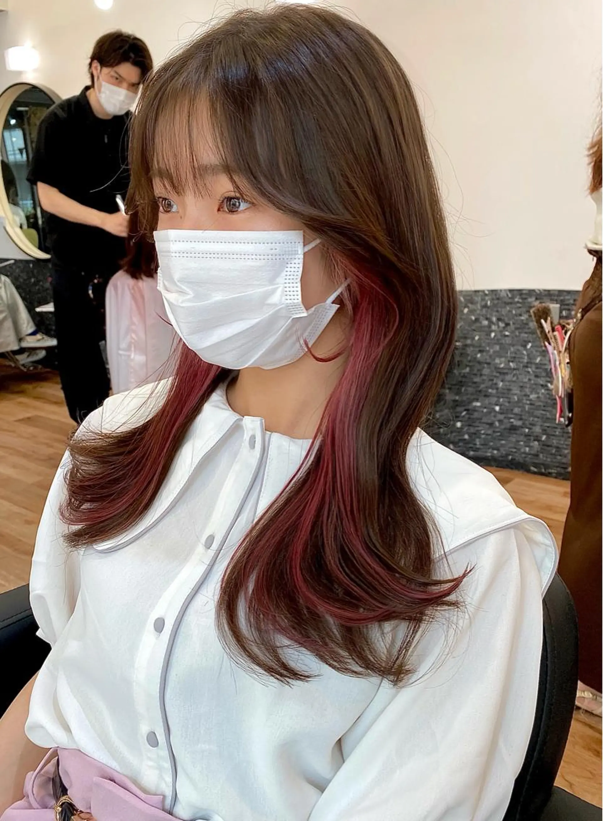 セミロング カラー ベージュカラー ブリーチ ケアブリーチ イヤリングカラー グレージュ カット ヘアカラー トリートメント 大人可愛いヘア 大田のヘアスタイル