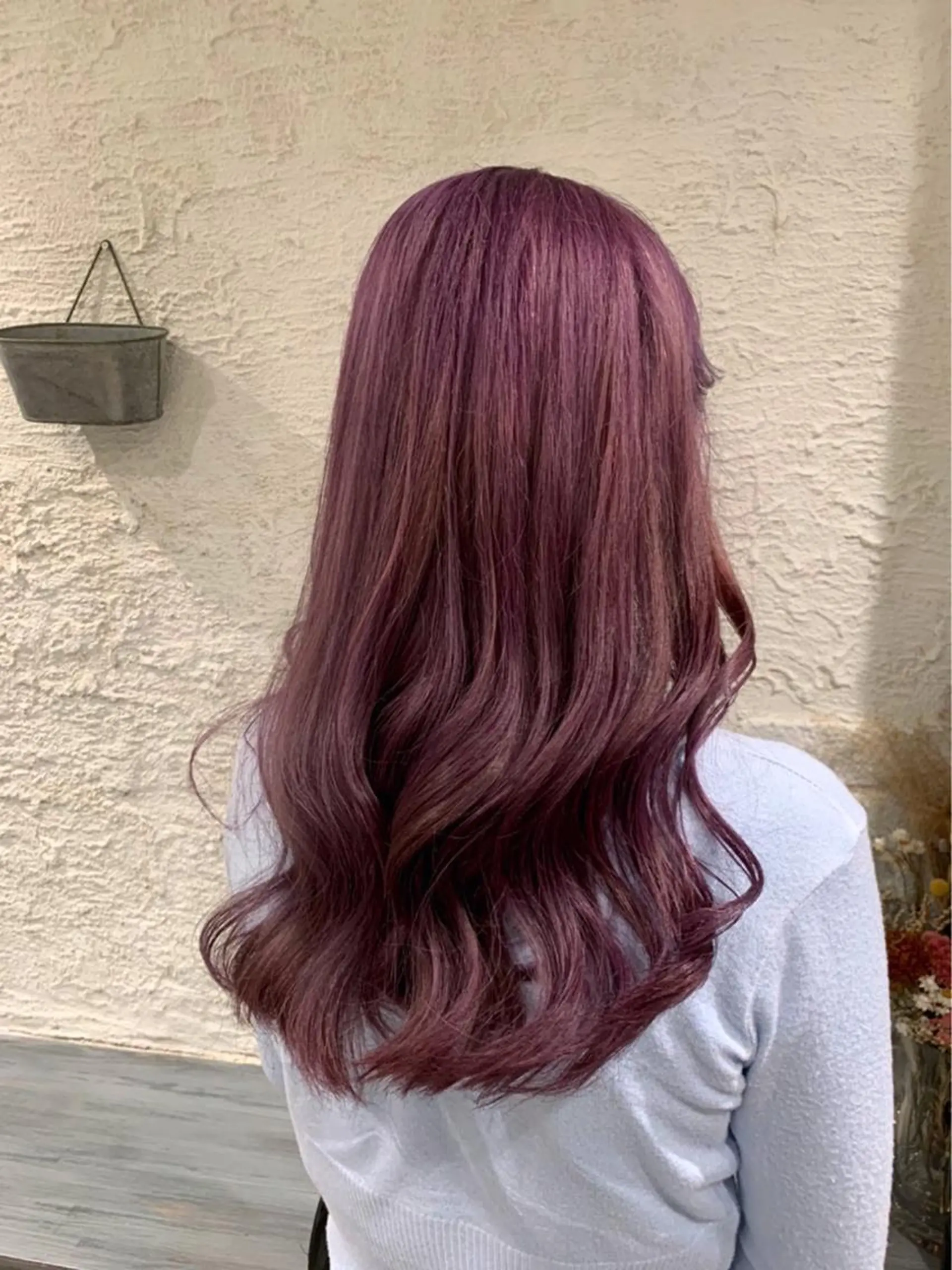 ロング カラー ブリーチ パープルカラー 堀 直人のヘアスタイル