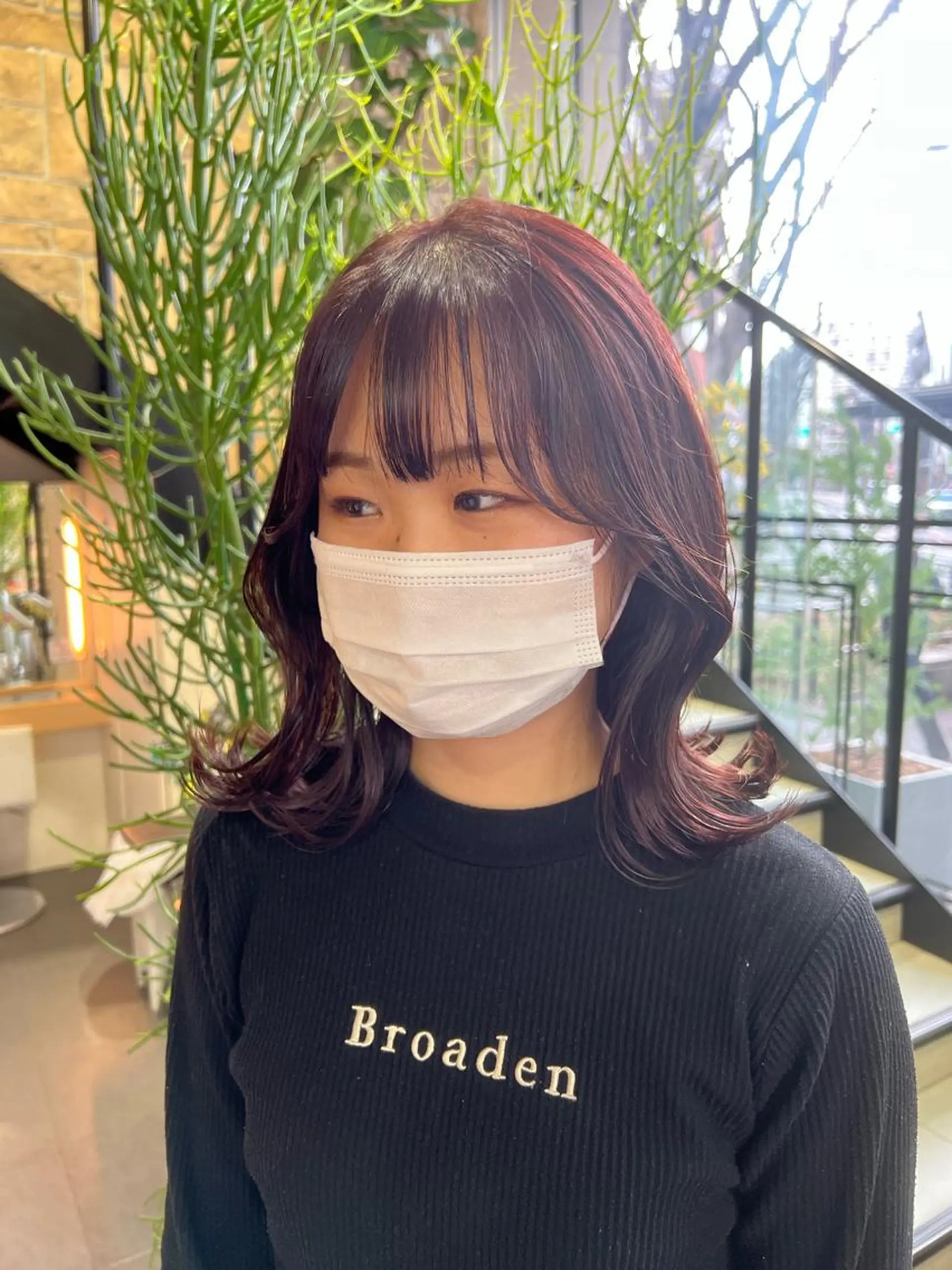 ミディアム カラー ヘアアレンジ カシス ピンクカラー チャンモリパーマ/韓 国/Minami🦋のヘアスタイル