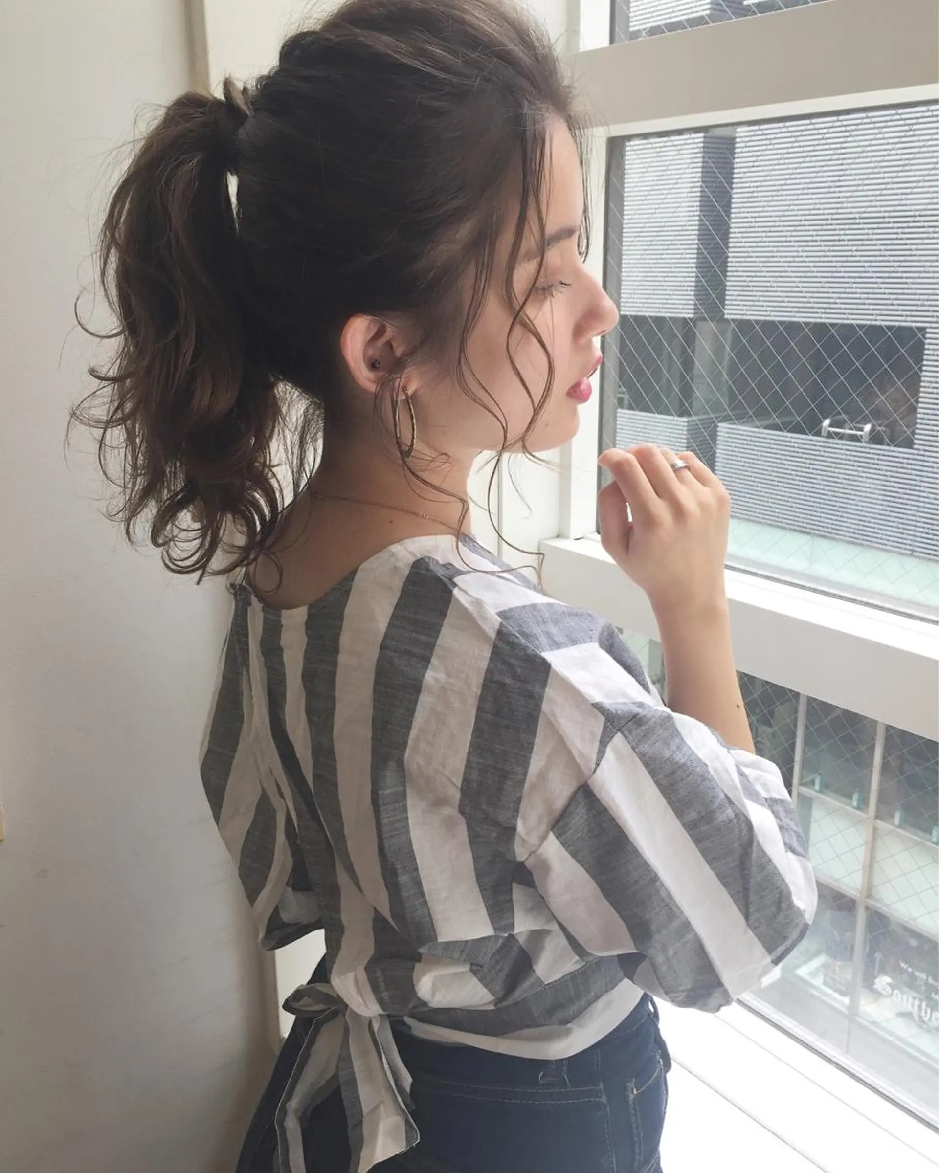 セミロング カラー ヘアアレンジ グレージュ カット ヘアカラー 縮毛矯正 透明感♡︎♡︎ 佐々木早苗のヘアスタイル