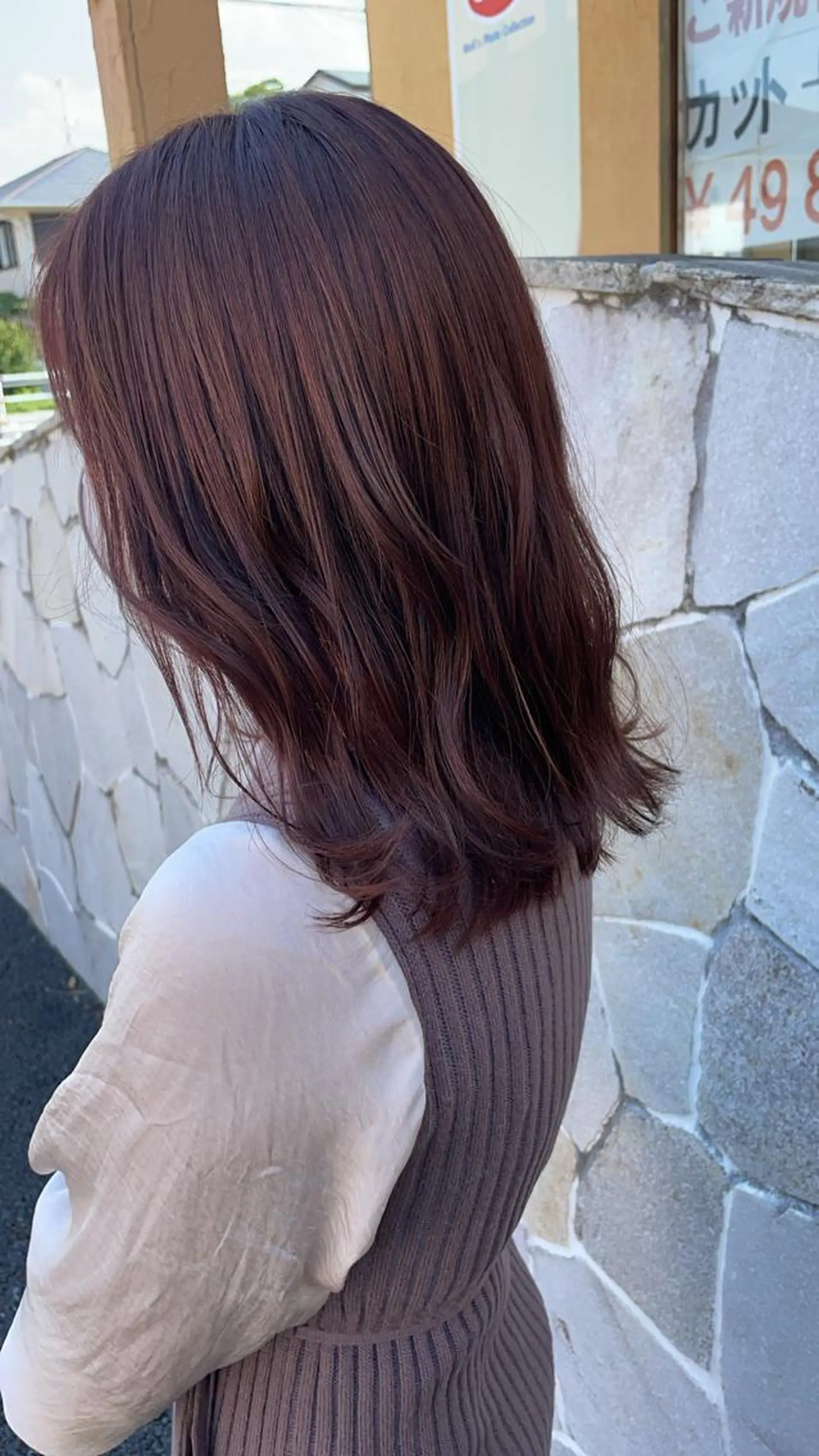 セミロング カラー ブラウンカラー ピンクカラー ピンクブラウン 川元 汐音のヘアスタイル