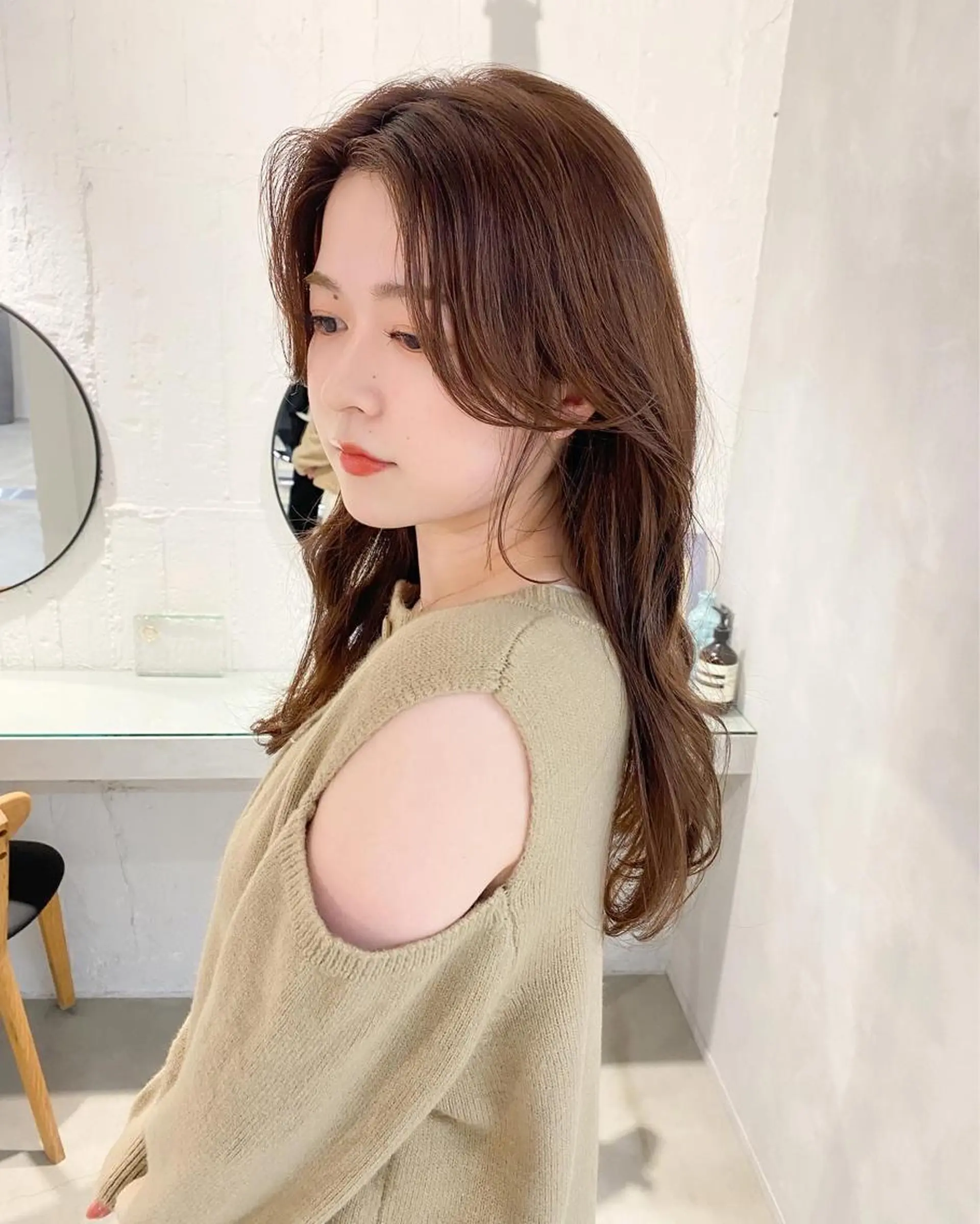 セミロング カラー パーマ セミロングパーマ レイヤーカットのプロ 大人ヘア宮森貴志のヘアスタイル