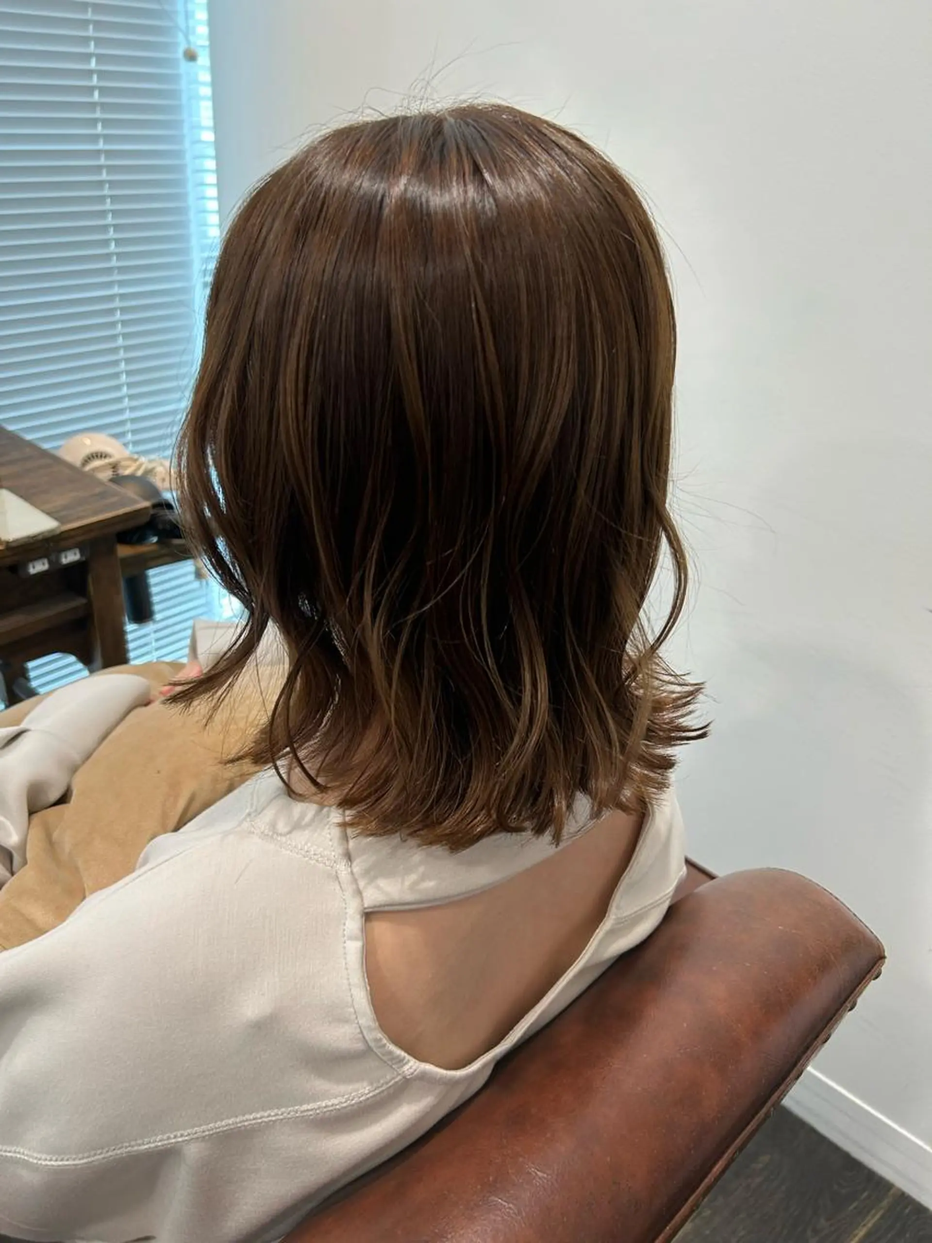 ミディアム カット ヘアカラー トリートメント 田中 優のヘアスタイル