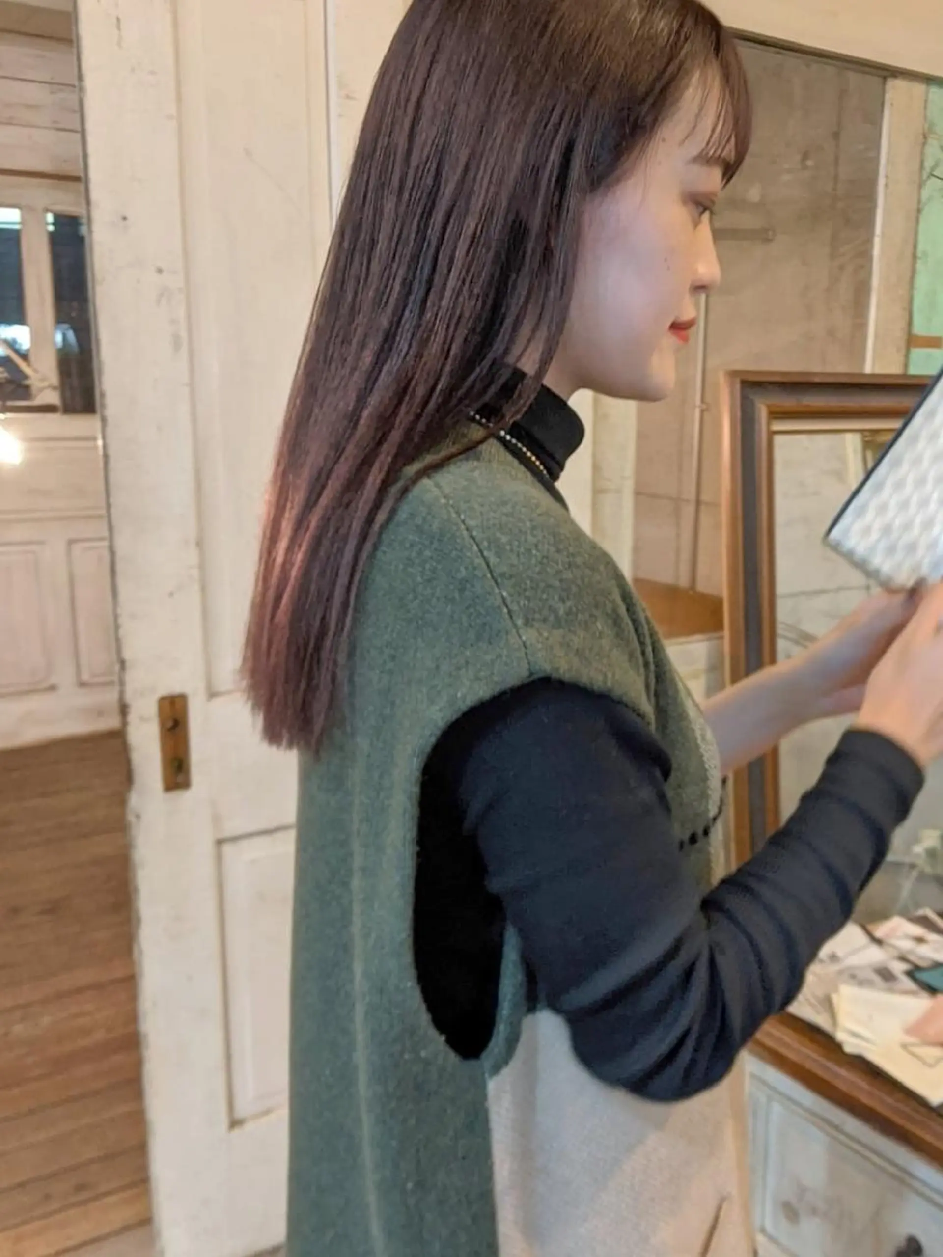 セミロング カラー ヘアアレンジ カット ヘアカラー トリートメント 南堀江 möwen ( メーヴェ )所属・mowen RUIのヘアスタイル