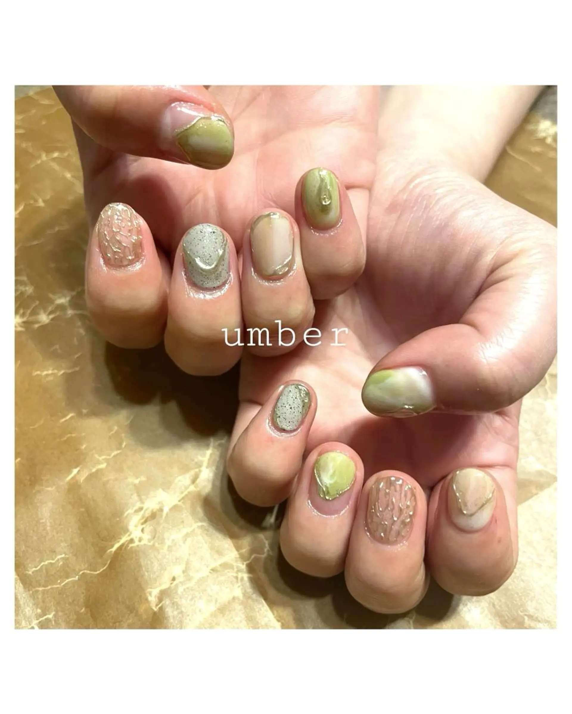 ネイル クリアネイル フラッシュネイル フットネイル フレンチネイル ゴールド ハンドネイル umber 三茶1分のネイルデザイン