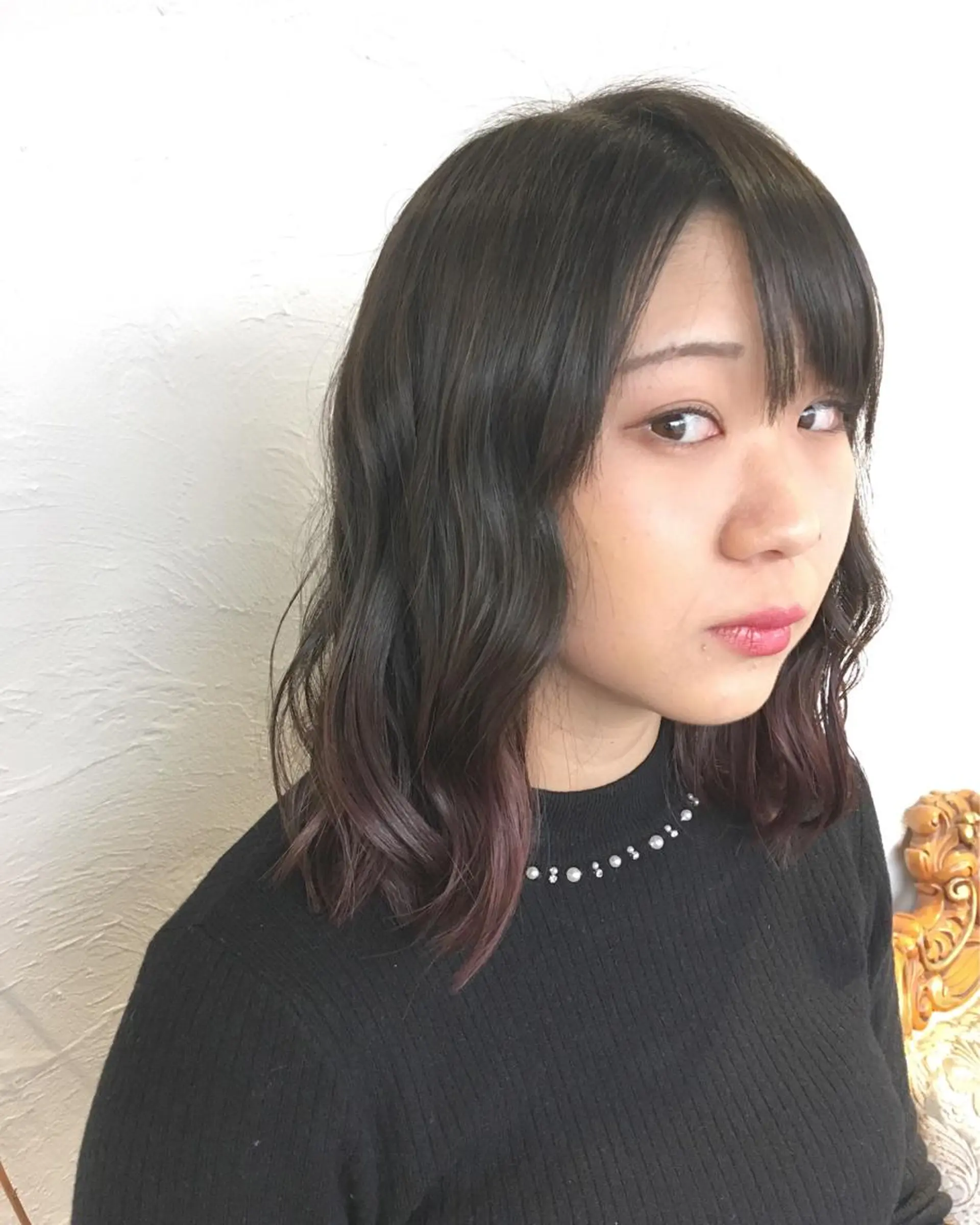 セミロング カラー パーマ ヘアアレンジ ピンクカラー エグチ アキラのヘアスタイル