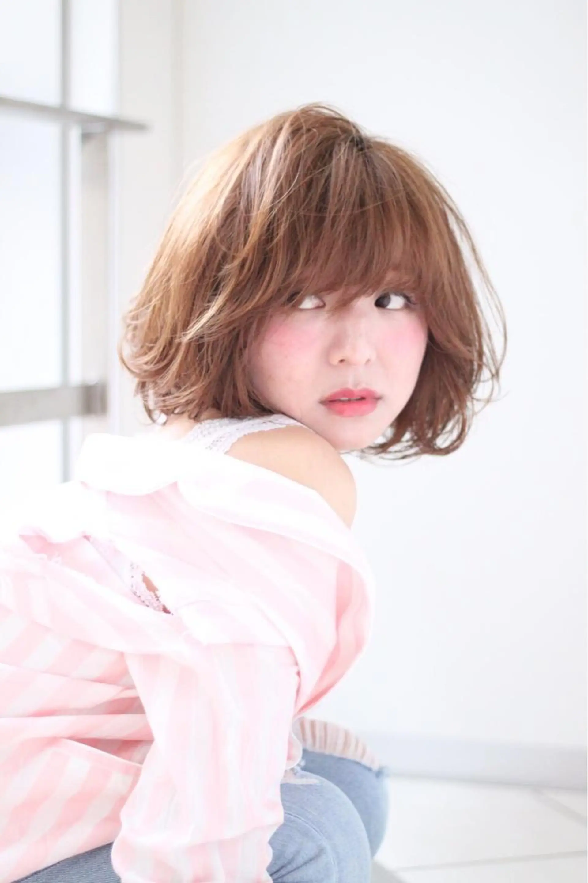 ミディアム カラー ベージュカラー ボブ 増子 幹樹のヘアスタイル