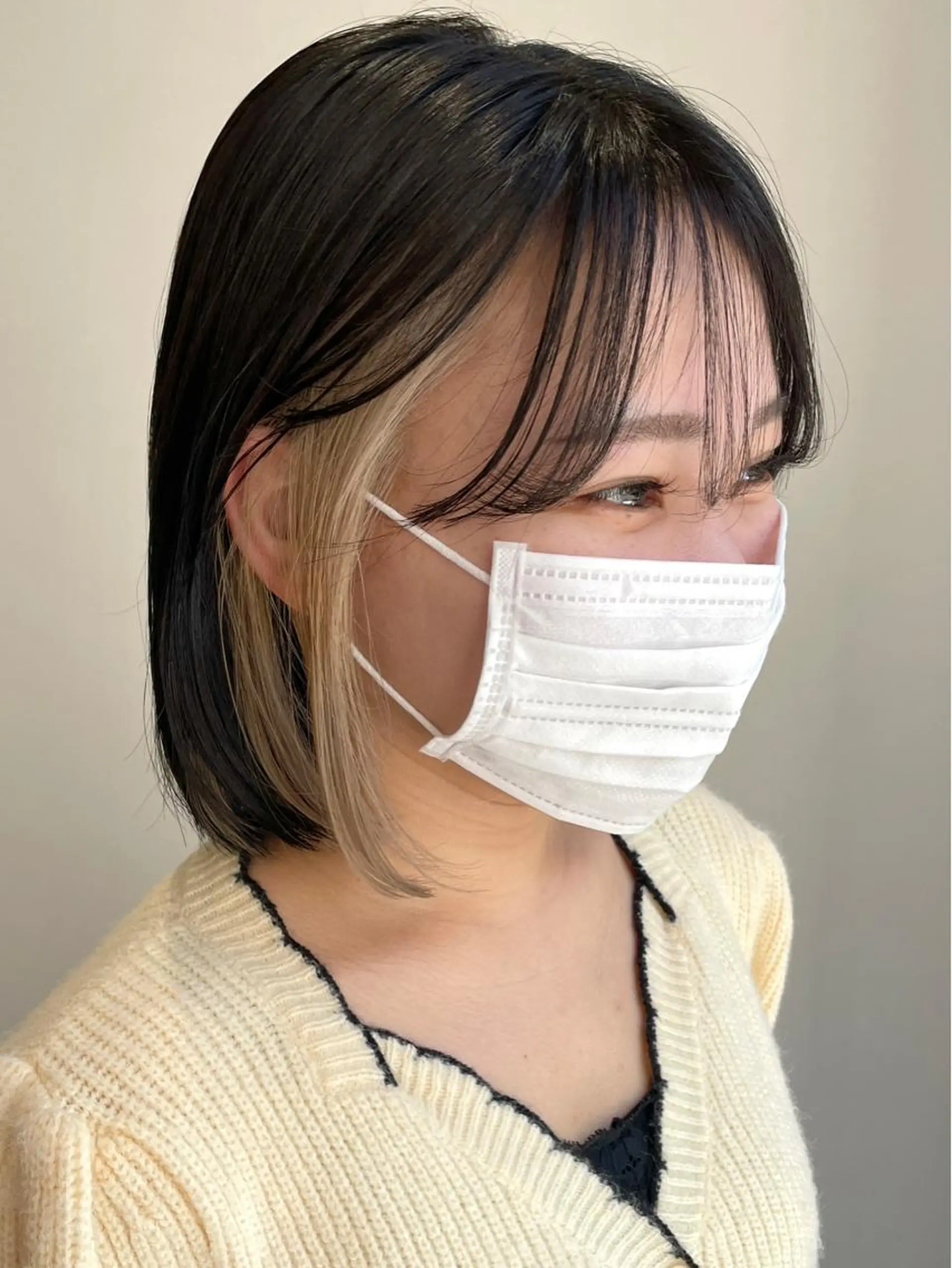 カラー 切りっぱなしボブイヤ リングカラー清水隆央のヘアスタイル