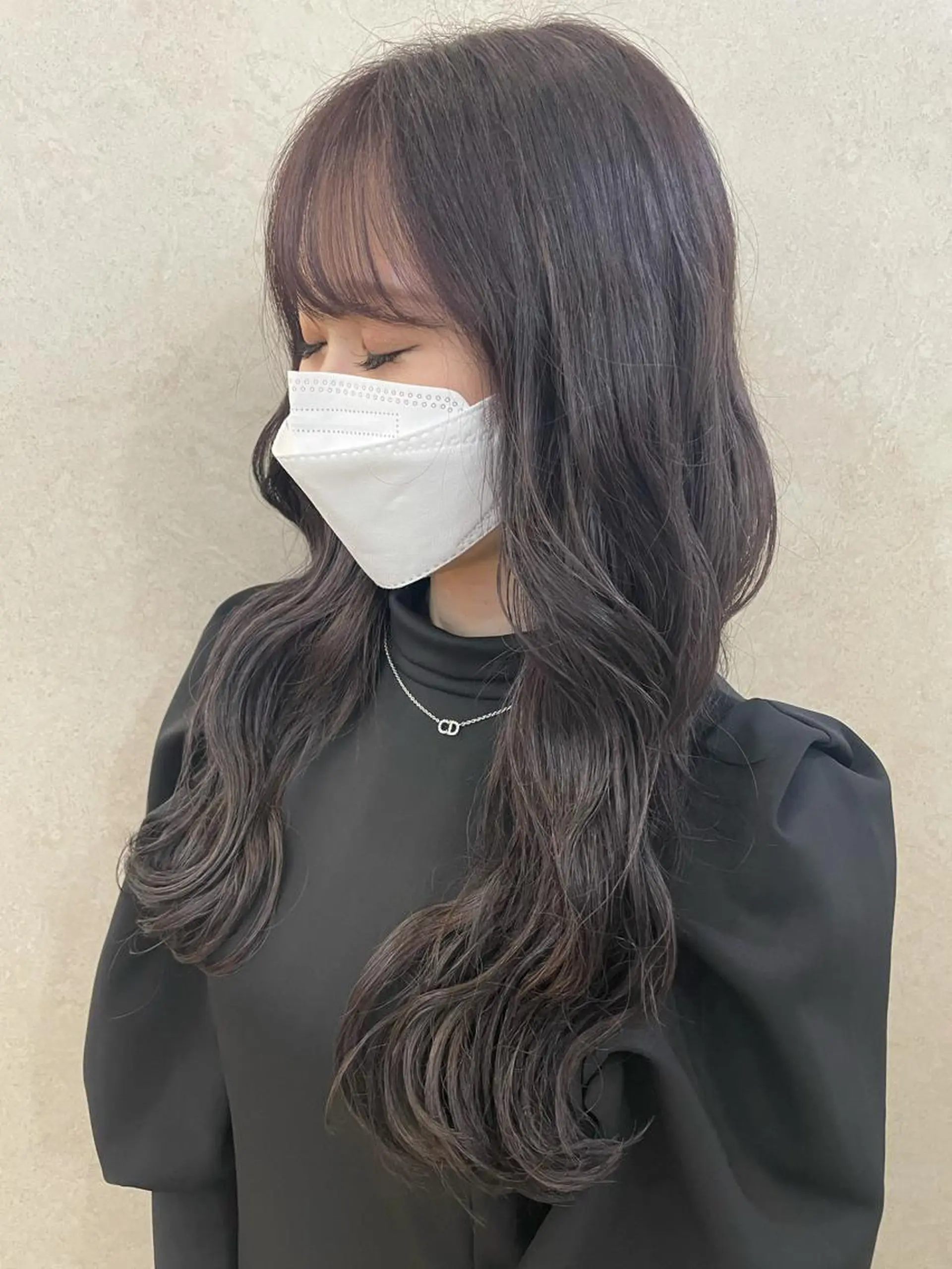 ミディアム カラー ヘアアレンジ シールエクステ ミストバング ブリーチ ダークグレー ダークグレージュ 🦋高瀬寛菜🦋 韓国/ブリーチのヘアスタイル