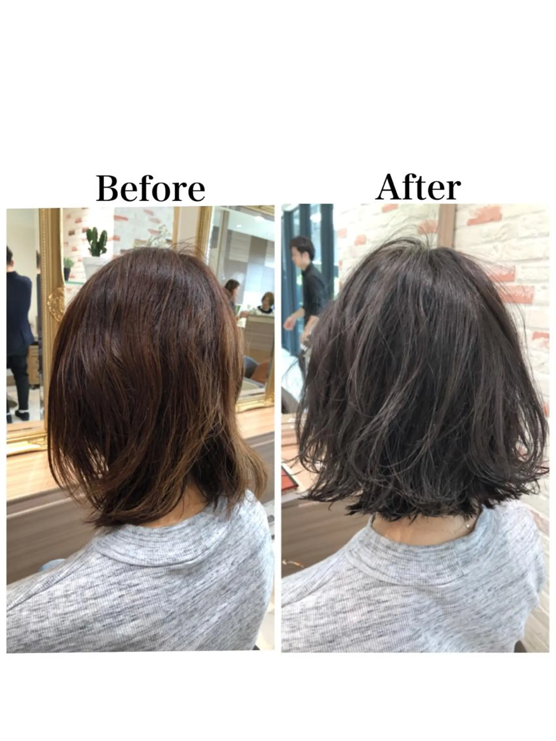 ミディアム ボブ 外ハネヘア カット ヘアカラー 新宿 木下拓哉のヘアスタイル