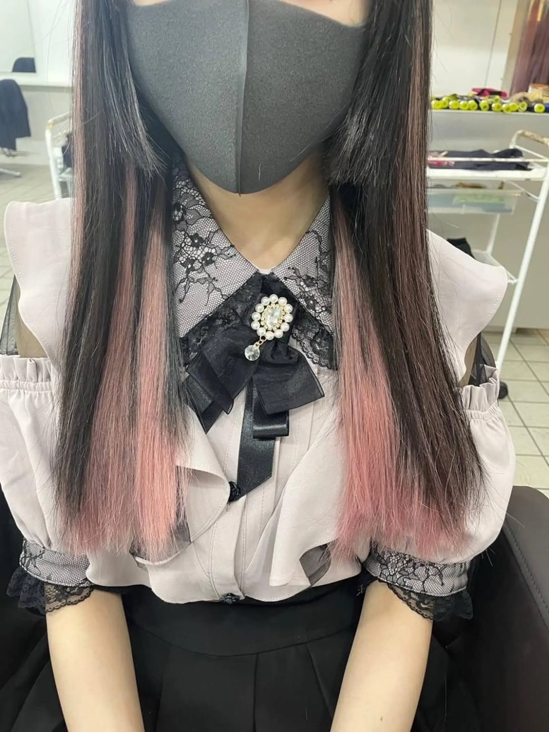 ロング カラー ヘアアレンジ ブリーチ エクステ 韓国風ヘア レイヤーカット エクステ LuciA\5900のヘアスタイル