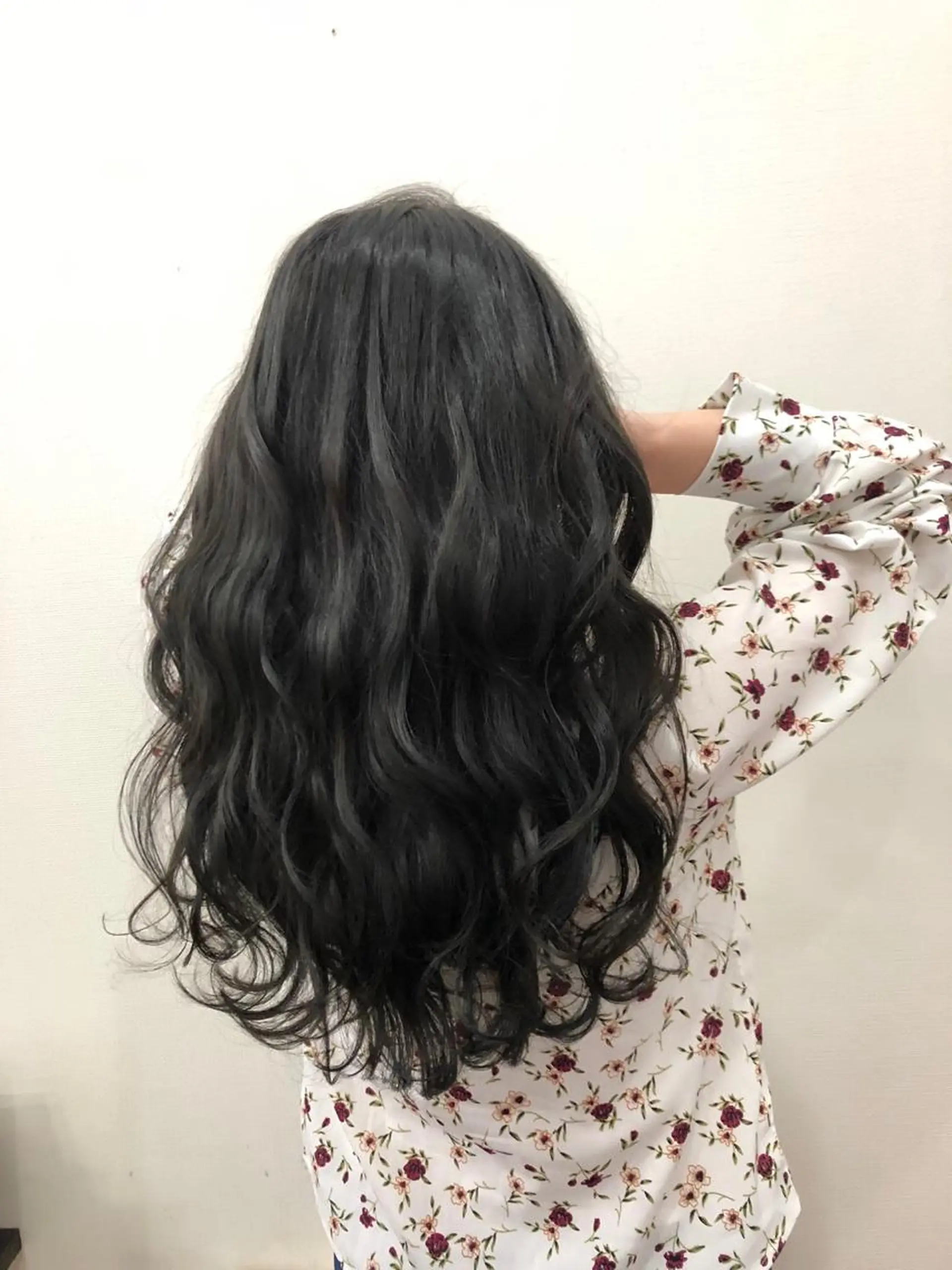 ロング カラー ヘアアレンジ 黒髪 ブルーカラー ブルーブラック Asian Hair &Eyebrowのヘアスタイル